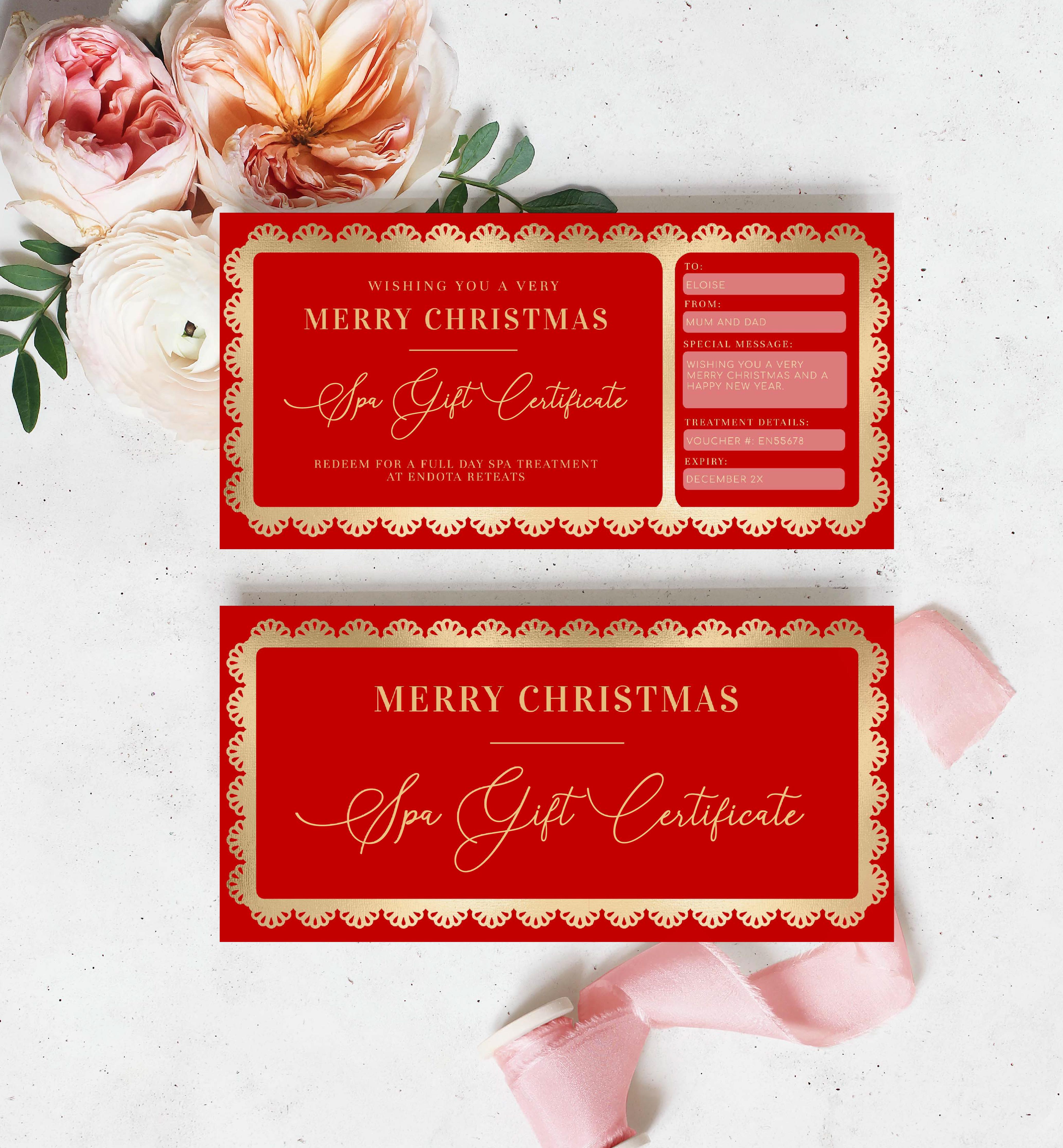 FSC-RED-1-B1705 - FANCY SCALLOP - RED GOLD - CHRISTMAS GIFT CERTIFICATE design preview