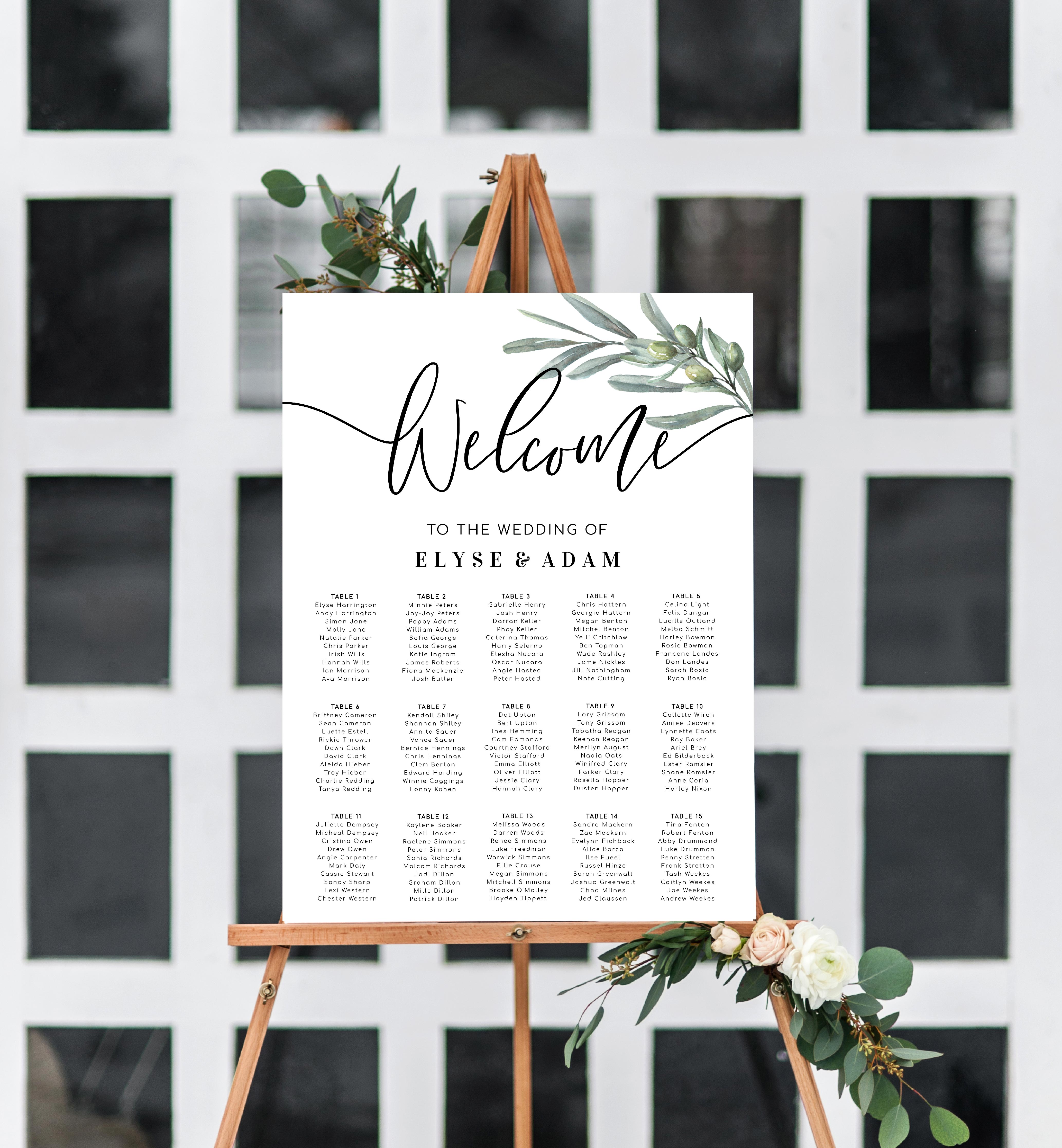 OLV-GRE-4-B1087 - OLIVE GROVE - GREEN - SEATING CHART design preview