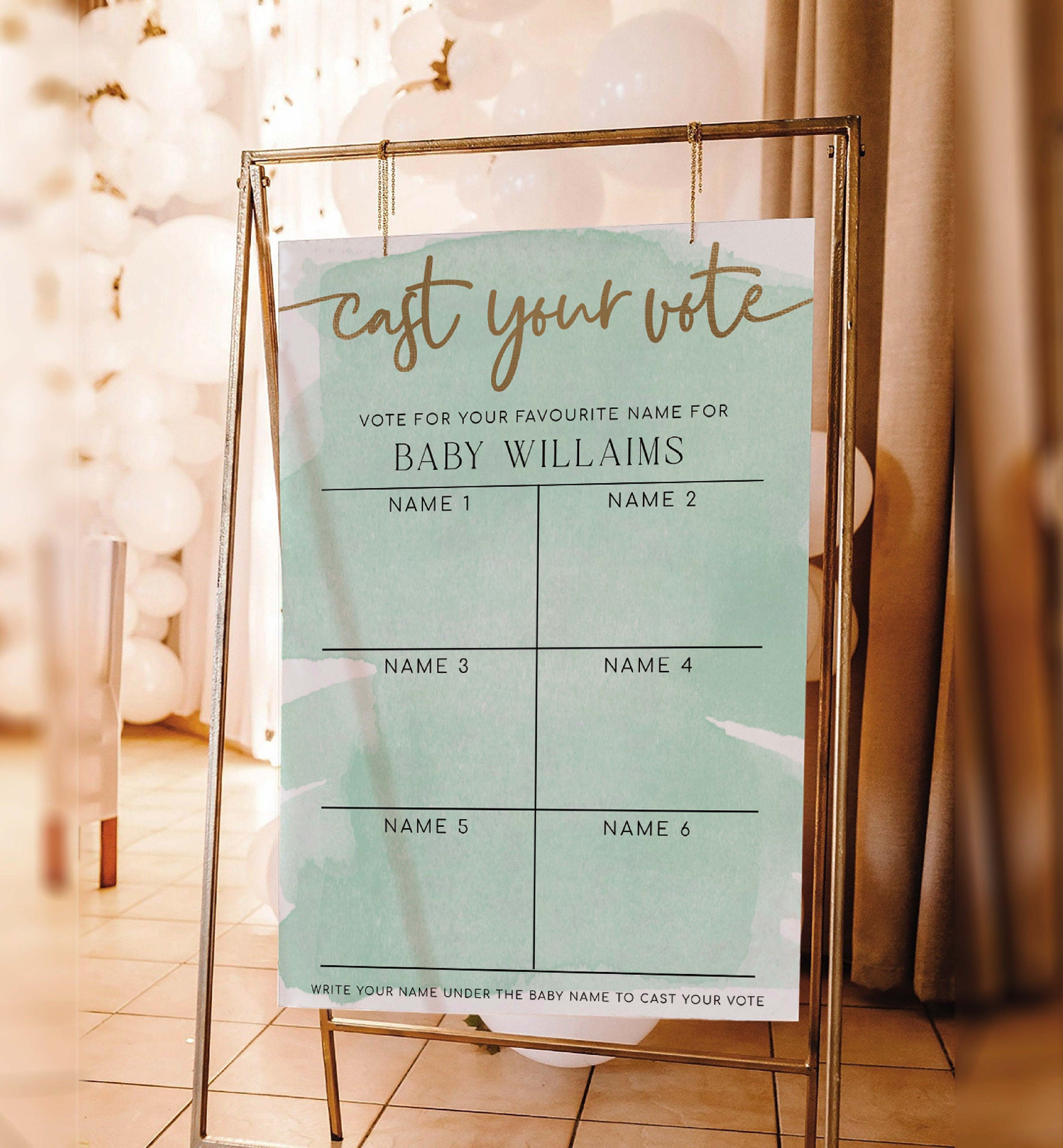 WAT-GRE-7-B3028 - WATERCOLOUR - GREEN GOLD - NAME VOTING BOARD design preview