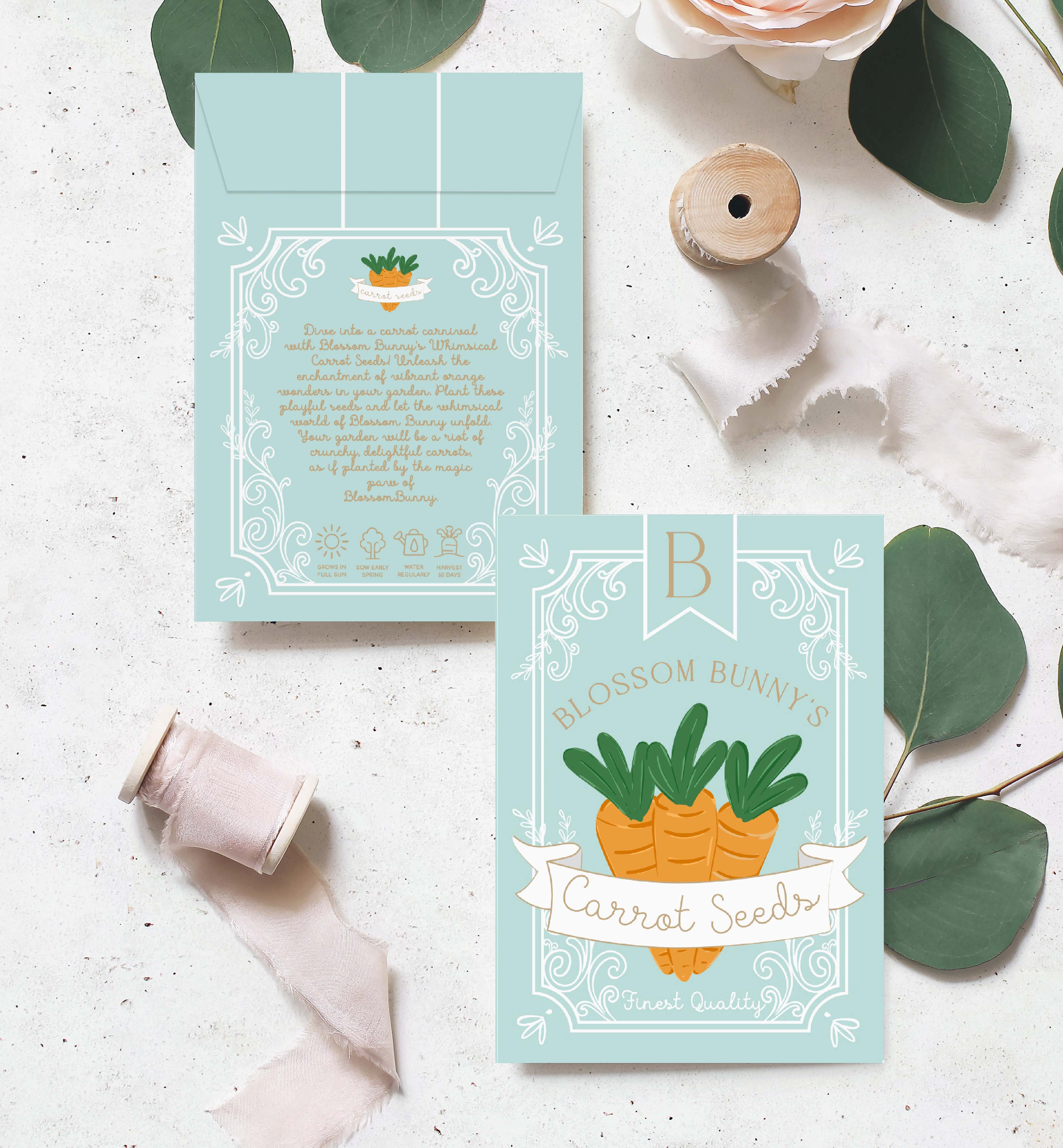 EAS-EGB-6-B3123 - EASTER - EGG BLUE - BUNNY CARROT SEED PACKET design preview