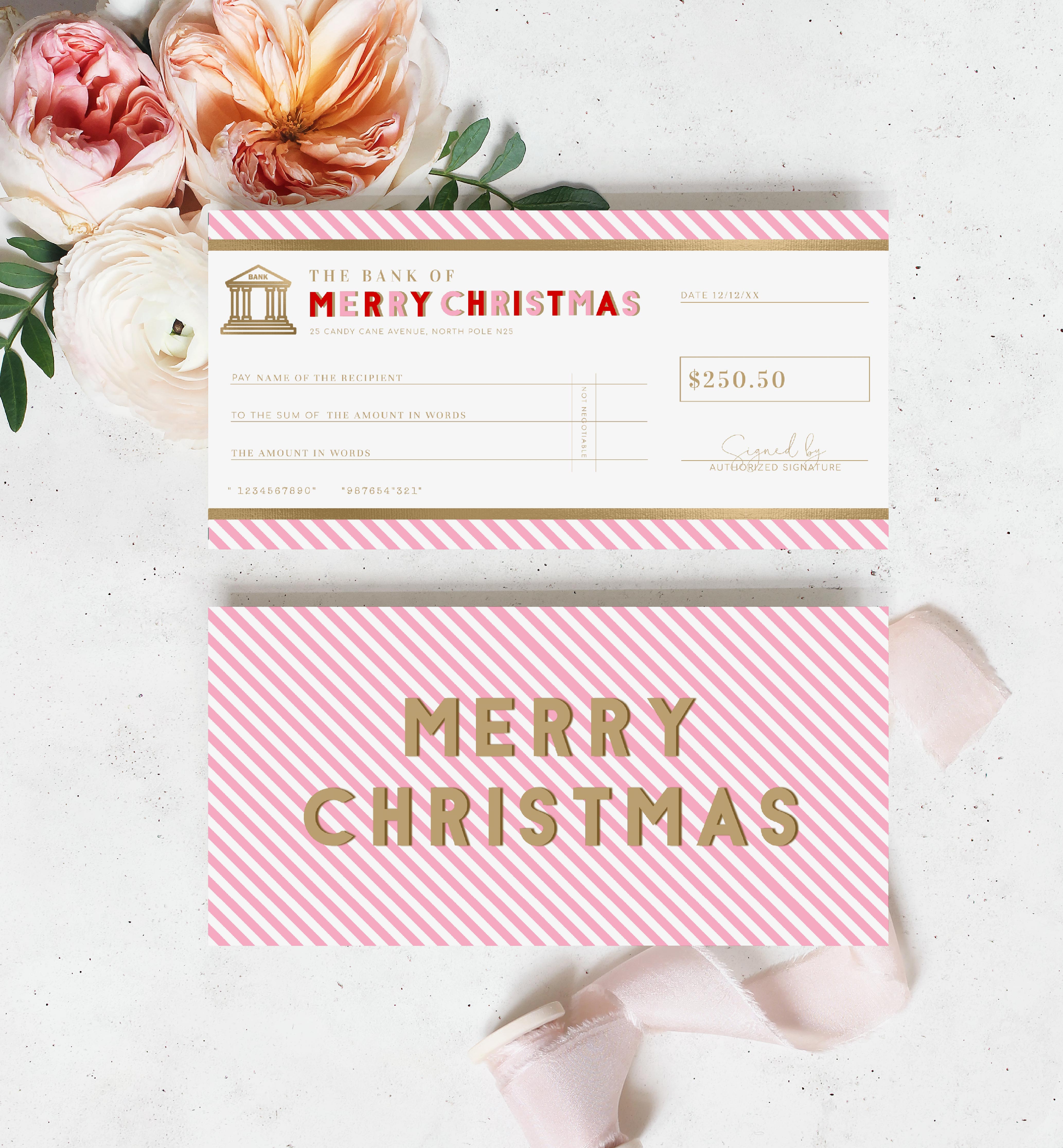 STR-RPK-14-B2385 - STRIPE - RED PINK - CHRISTMAS CHEQUE CERTIFICATE design preview