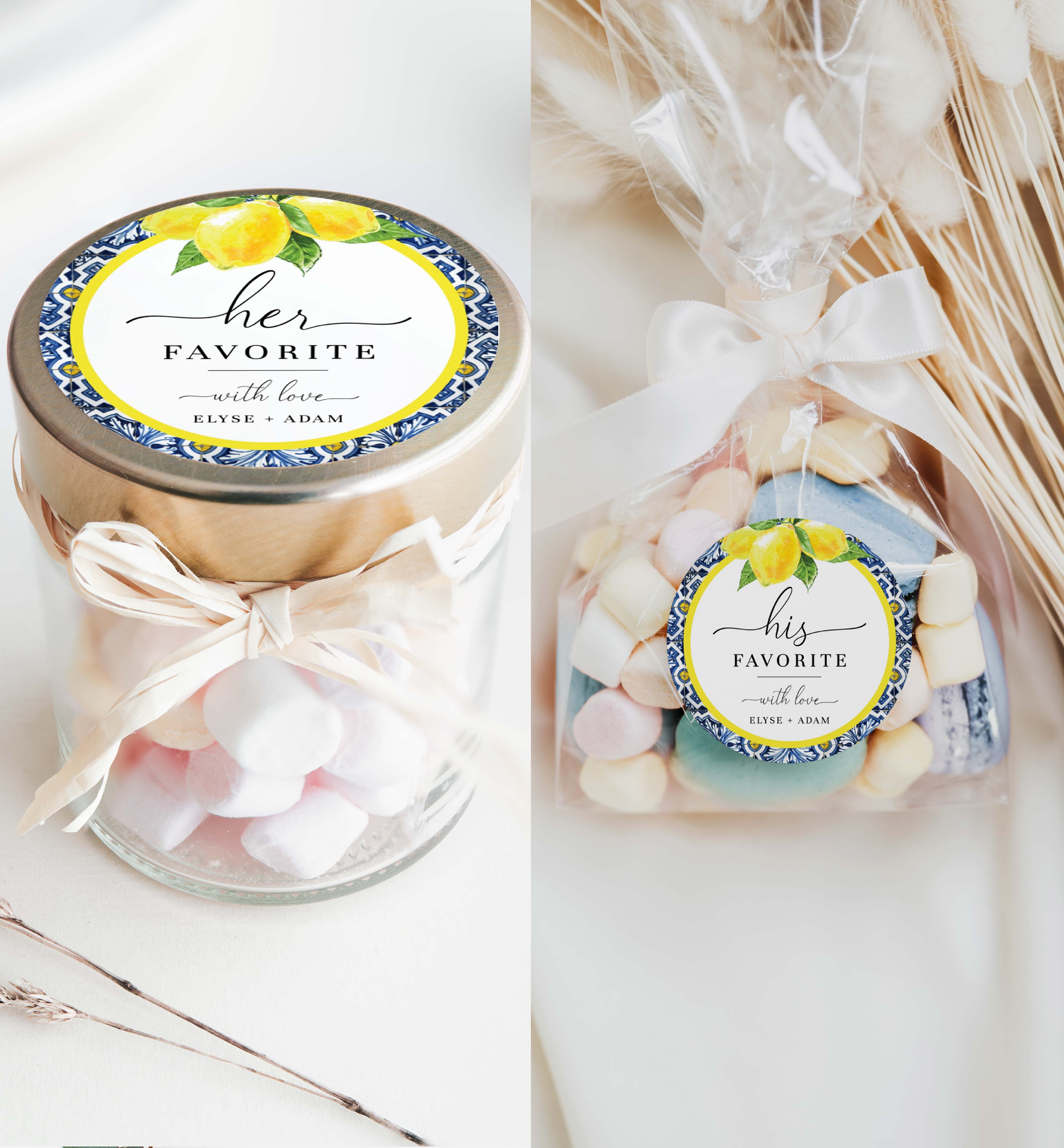 POS-BLY-6-B2712 - POSITANO - BLUE TILE LEMONS - HIS HER FAVOURITE TAG design preview