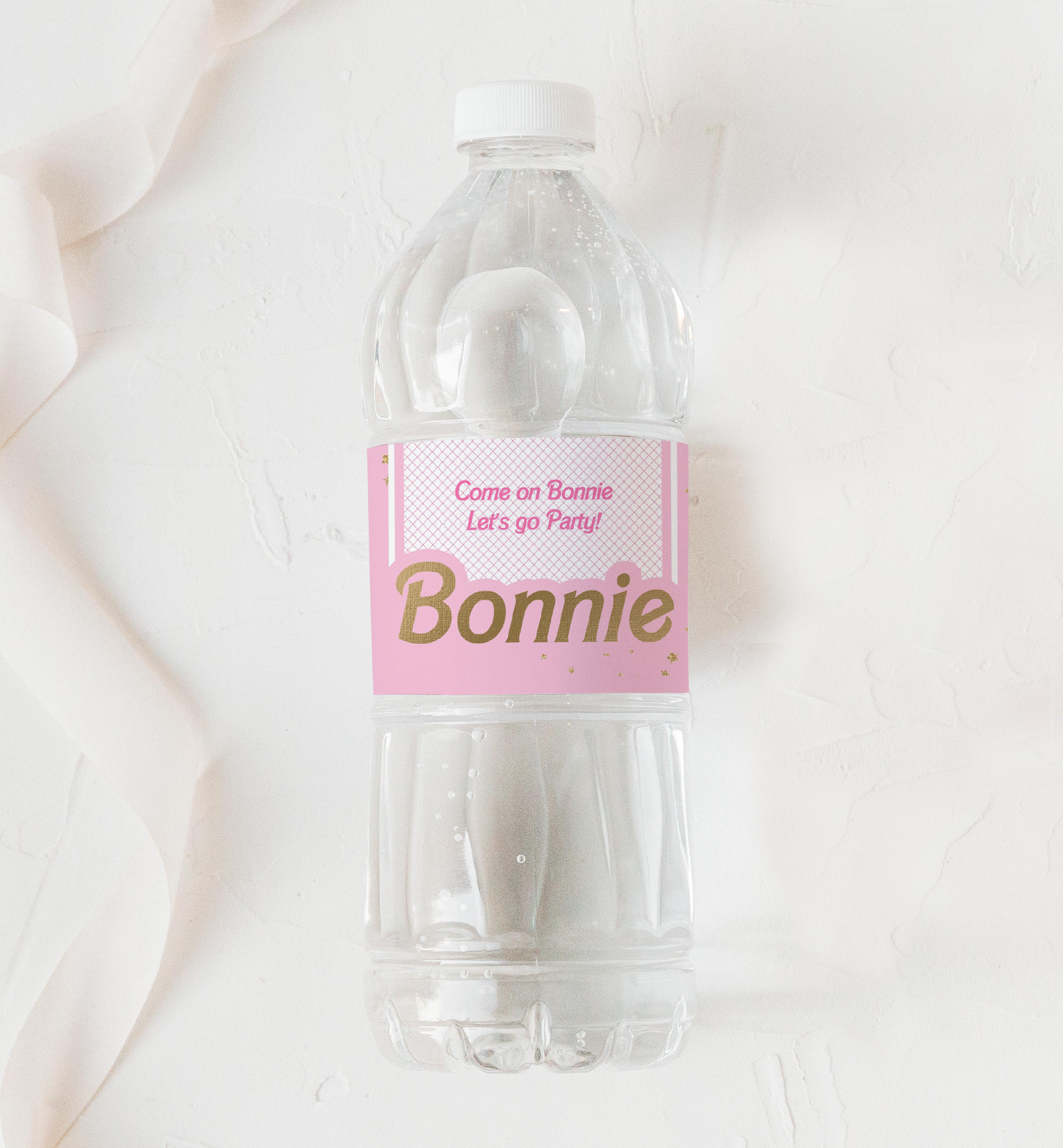 BAR-PNK-6-B1617 - BARBIE PARTY - PINK - WATER BOTTLE LABEL design preview