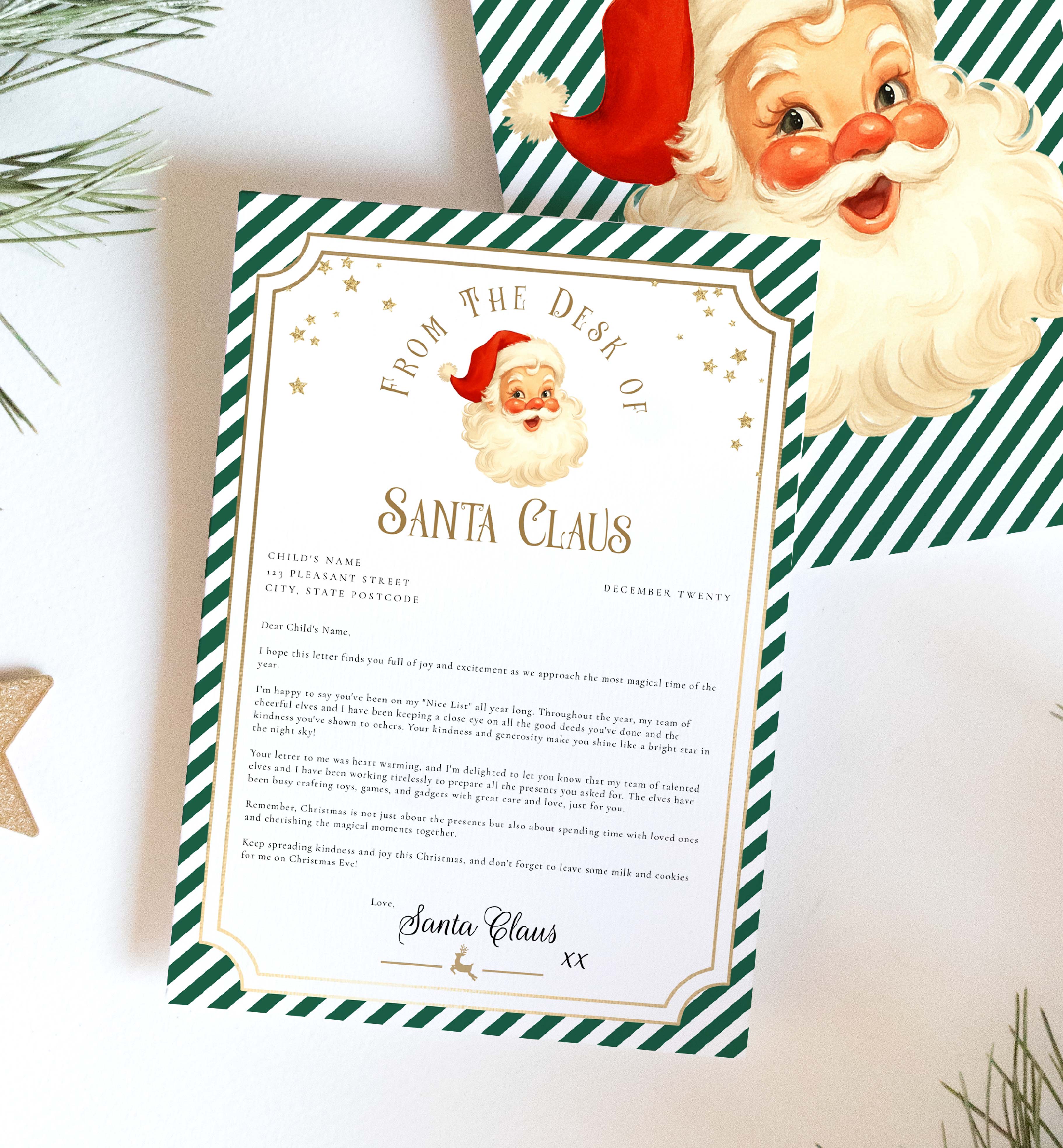 SAW-GRE-24-B3722 - SANTAS WORKSHOP - GREEN - LETTER FROM SANTA design preview