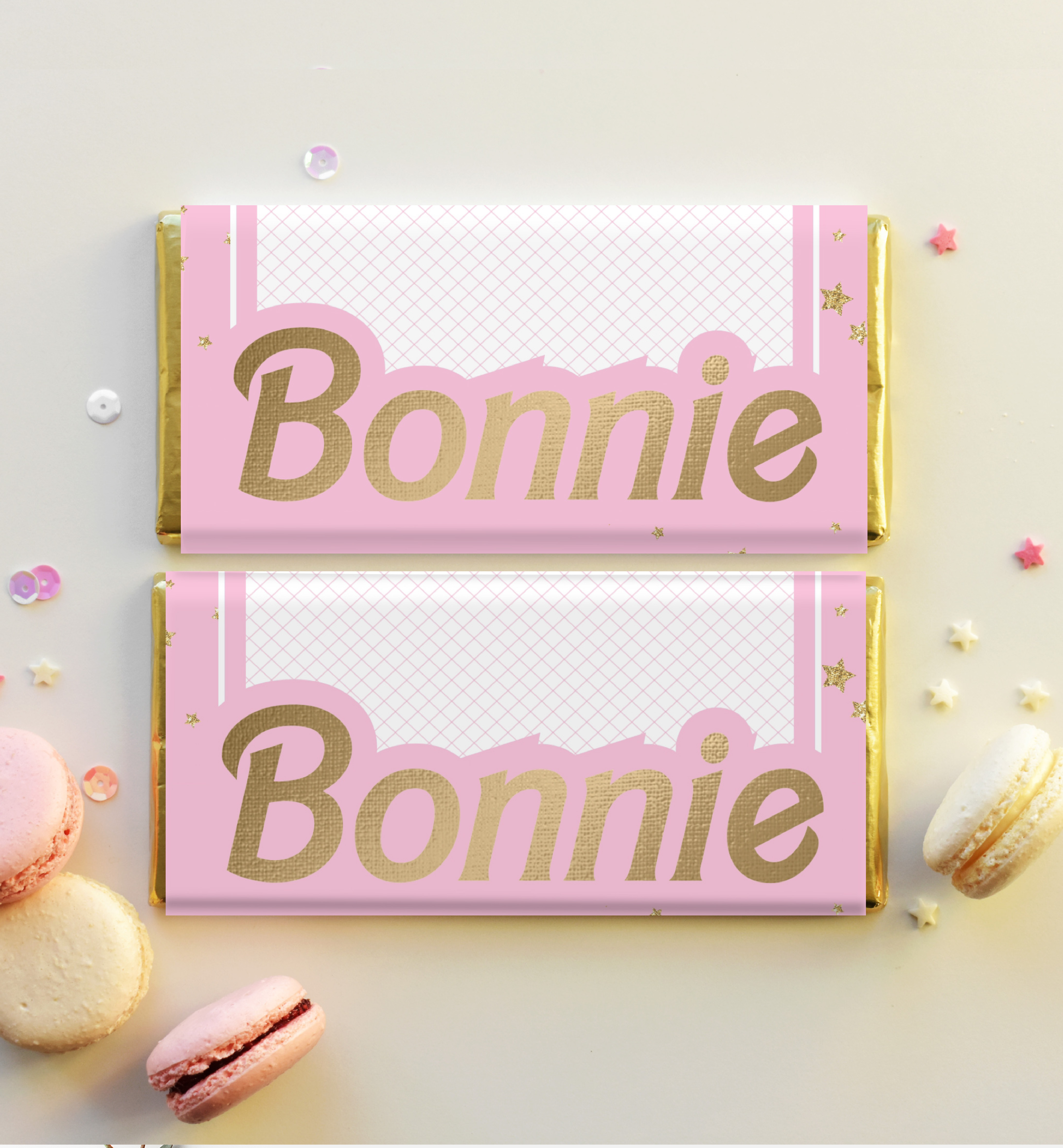 BAR-PNK-6-B1487 - BARBIE PARTY - PINK GOLD - CHOCOLATE WRAPPER design preview
