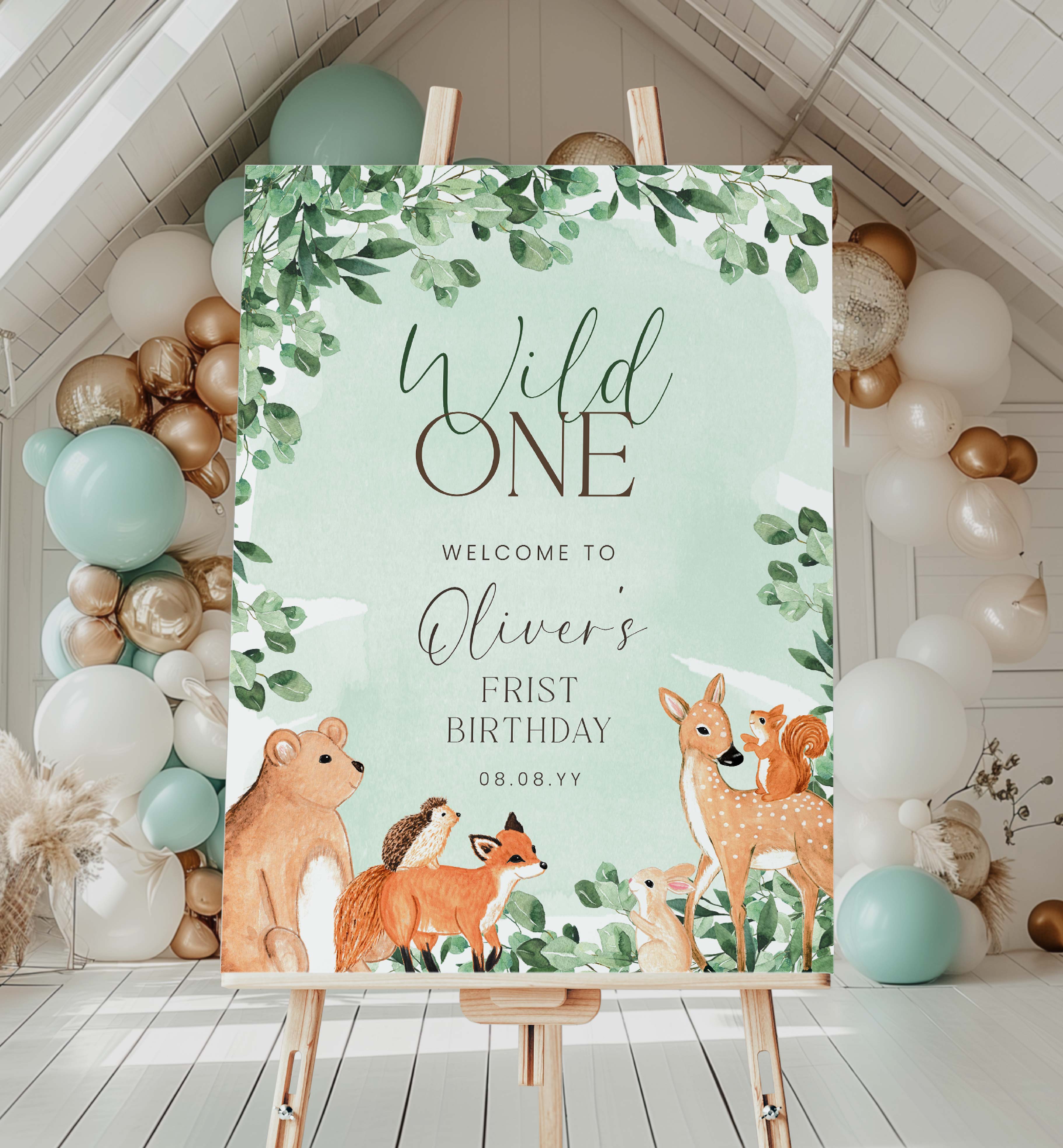 WOD-GRE-3-B1907 - WOODLAND - GREEN - WELCOME SIGN design preview