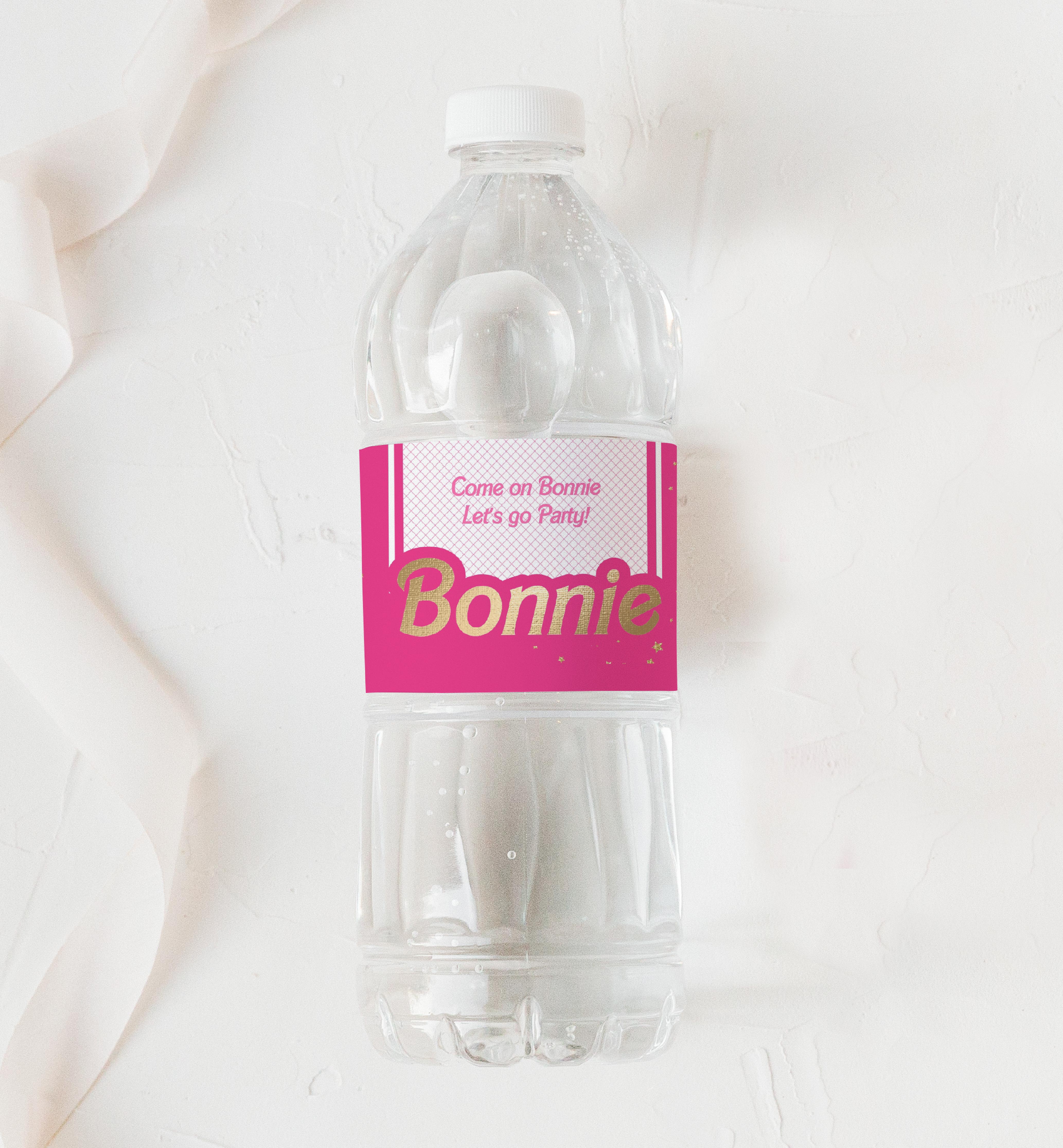 BAR-HPK-6-B1617 - BARBIE PARTY - HOT PINK - WATER BOTTLE LABEL design preview