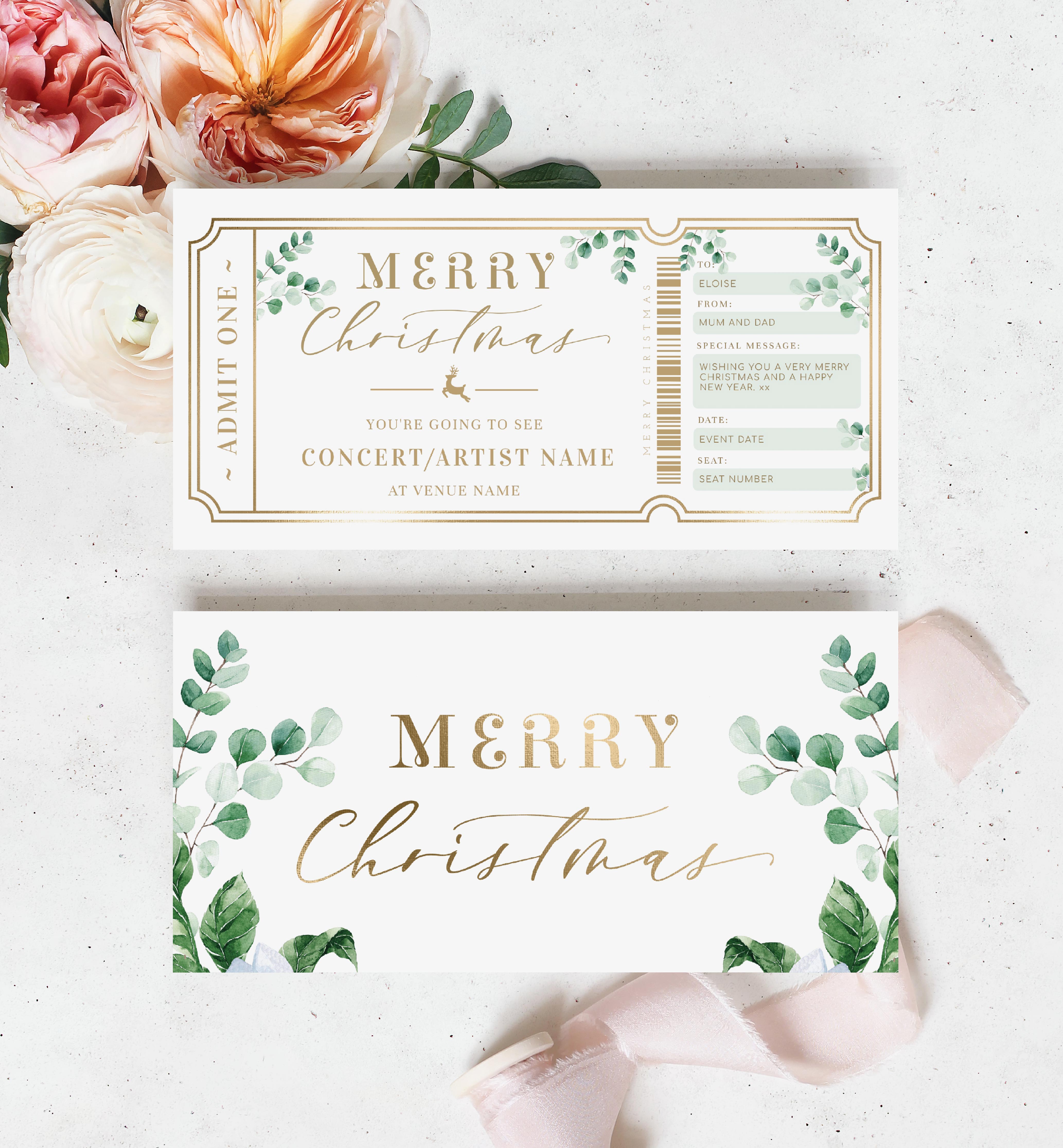 FER-GRE-14-B2418 - FERRAS - GREEN - CHRISTMAS CONCERT GIFT CERTIFICATE design preview