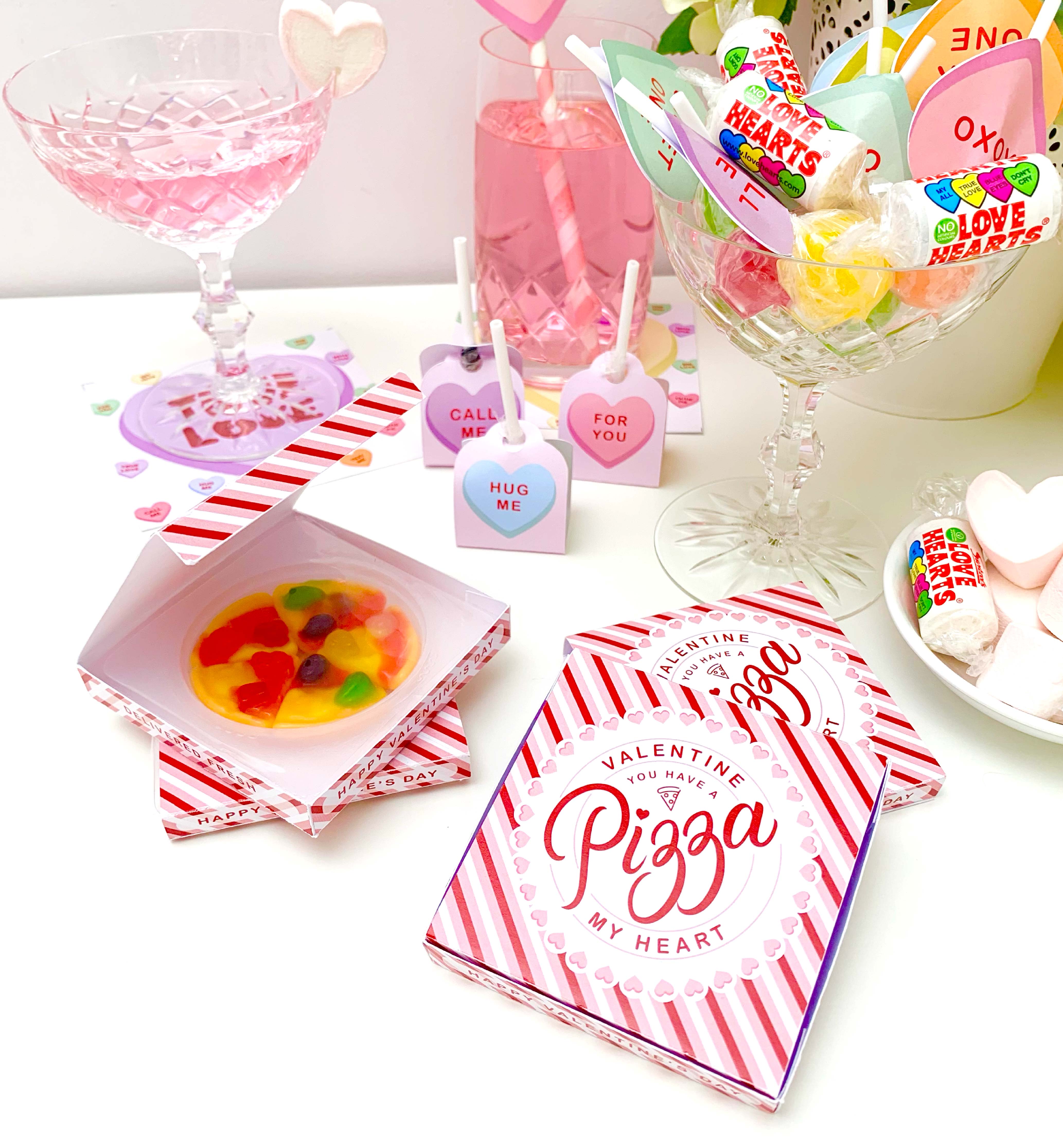 STR-RPK-6-B2483 - STRIPE - RED PINK - VALENTINE PIZZA BOX design preview