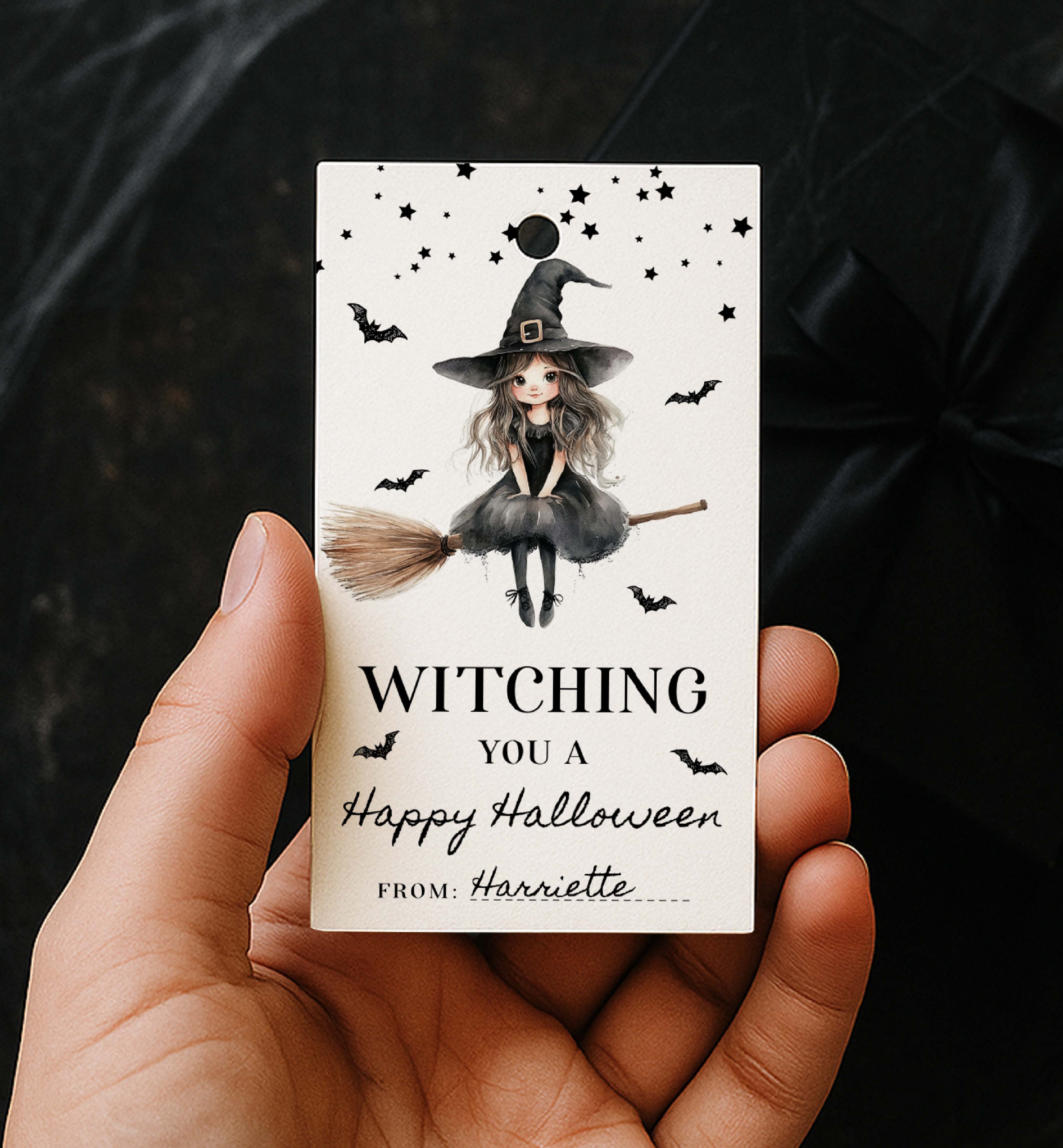 HAL-BLK-6-B3671 - HALLOWEEN - BLACK - WITCHING TAG design preview