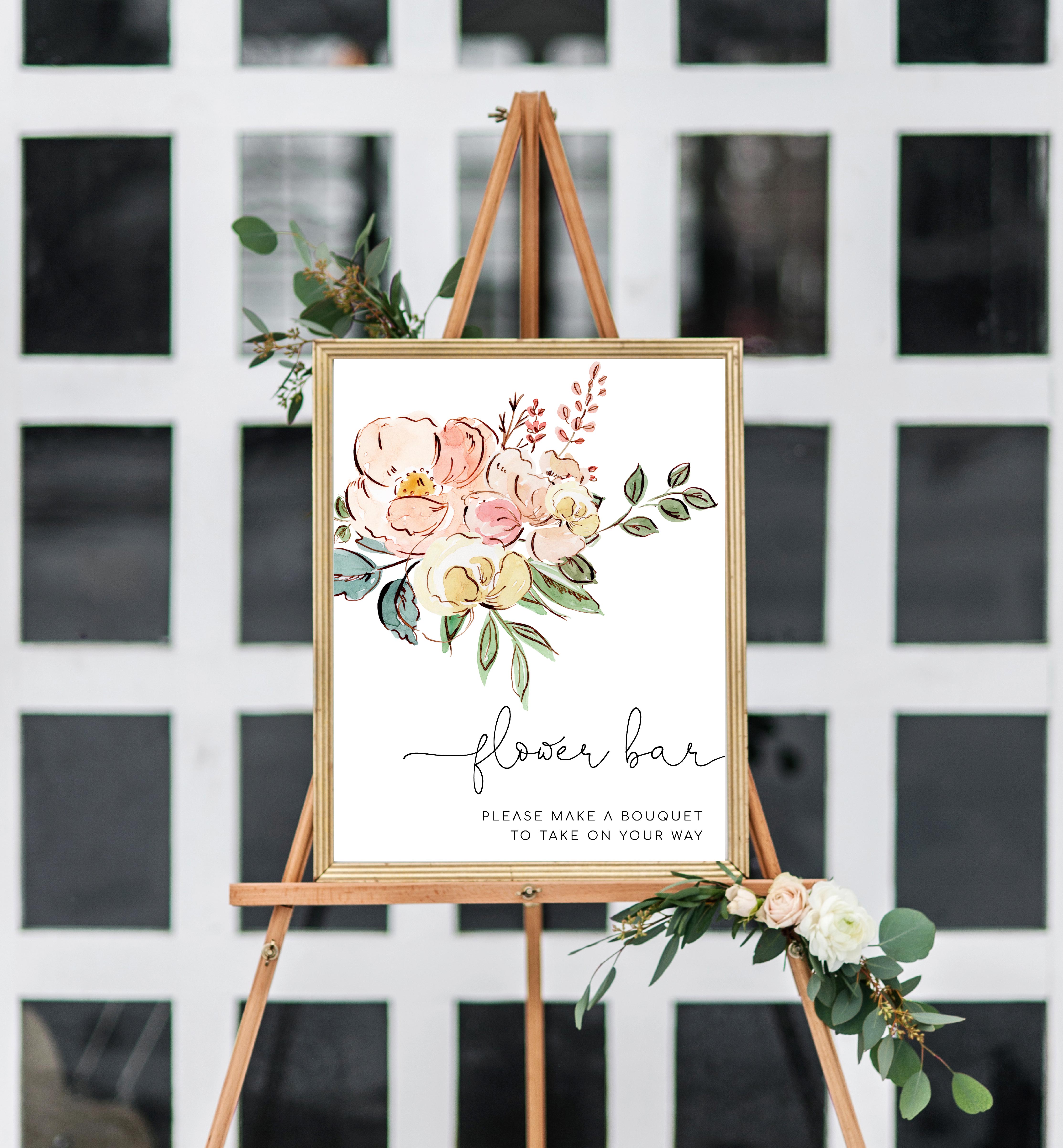 CAM-MTL-7-B726 - CAMBRIDGE FLORAL - MULTI - FLOWER BAR SIGN design preview