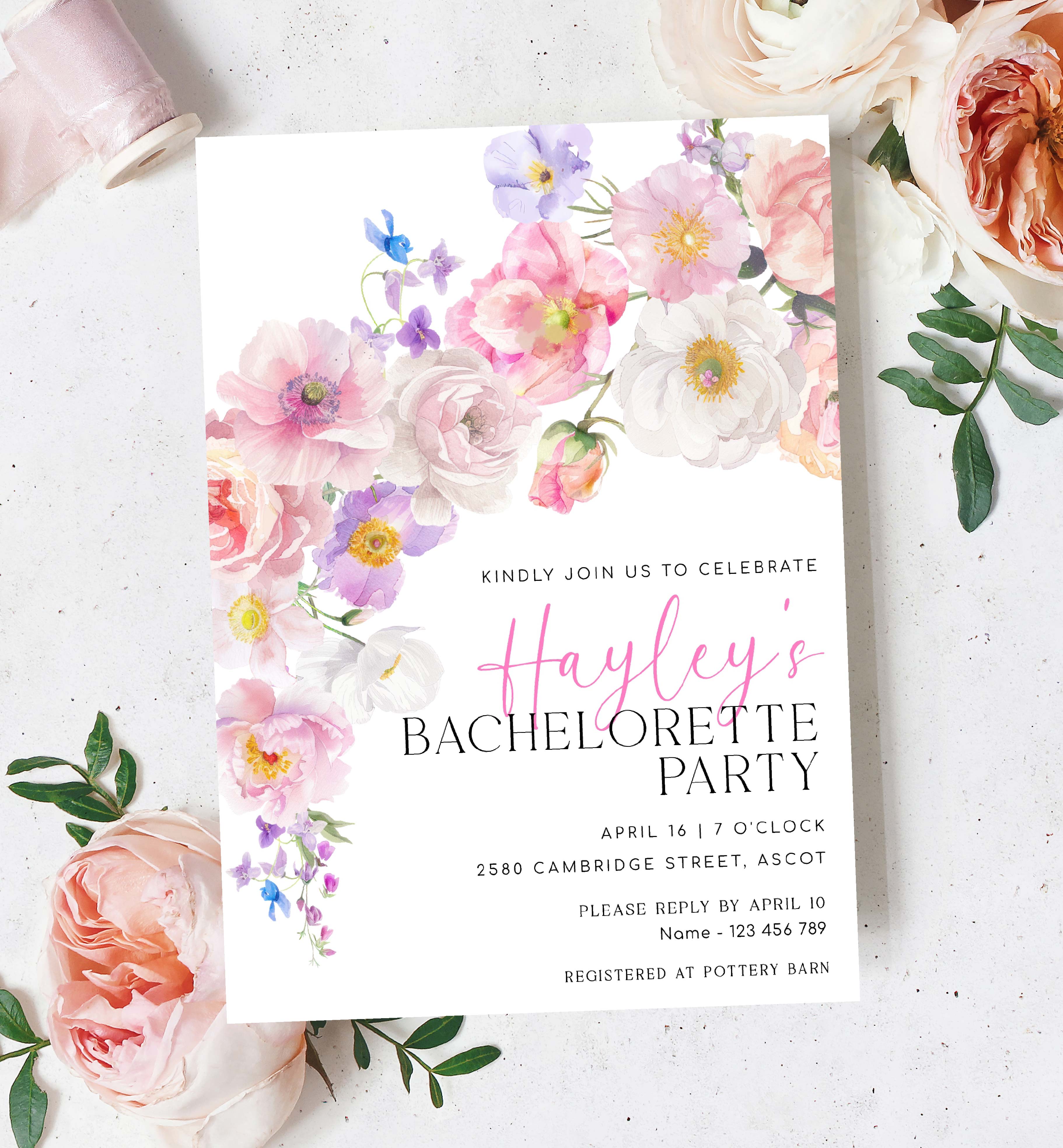 ELO-WHT-1-B3603 - ELOISE - WHITE - BACHELORETTE INVITATION design preview