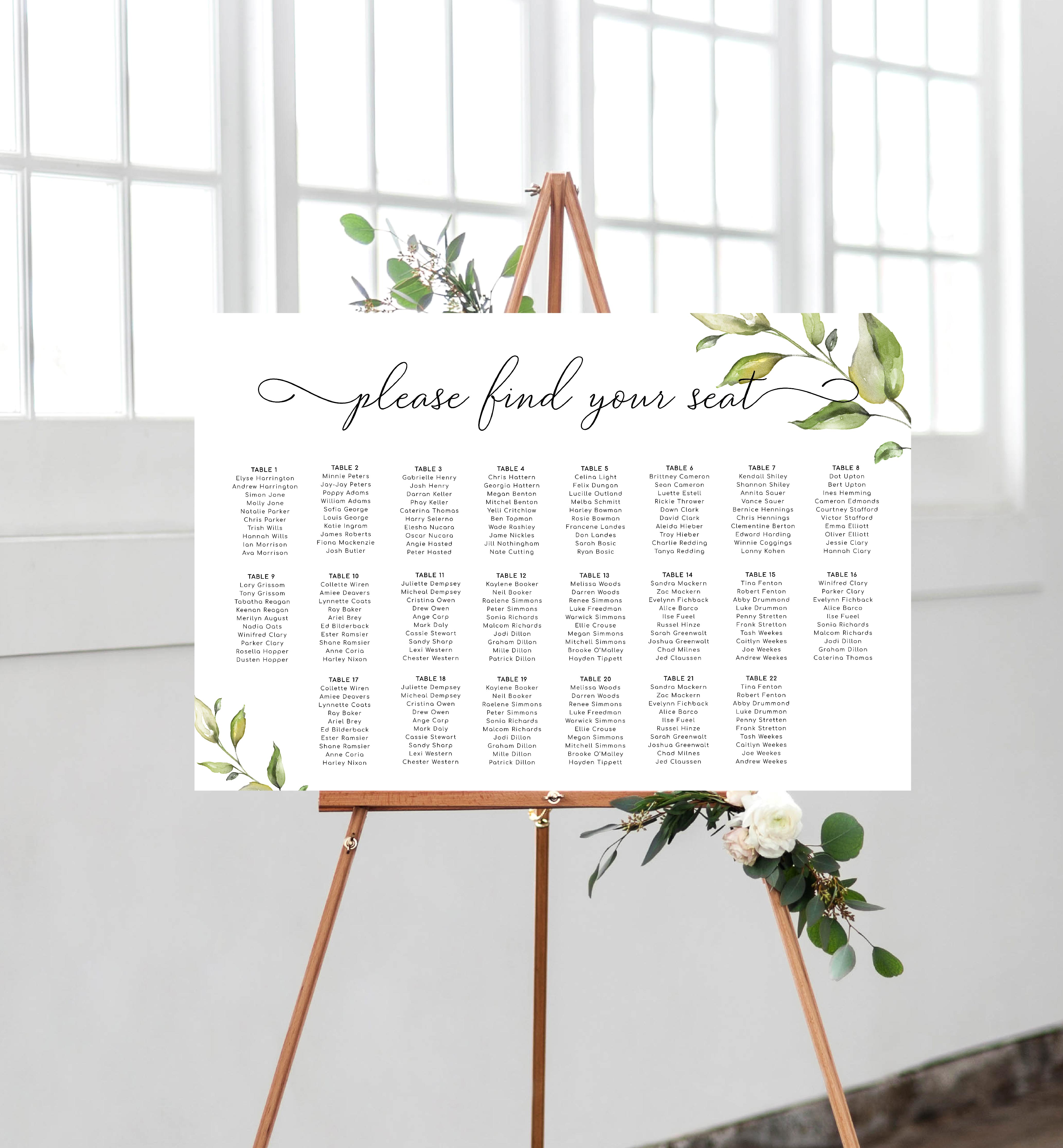 DAR-GRE-4-B1022 - DARCY GREENERY - GREEN - SEATING CHART design preview
