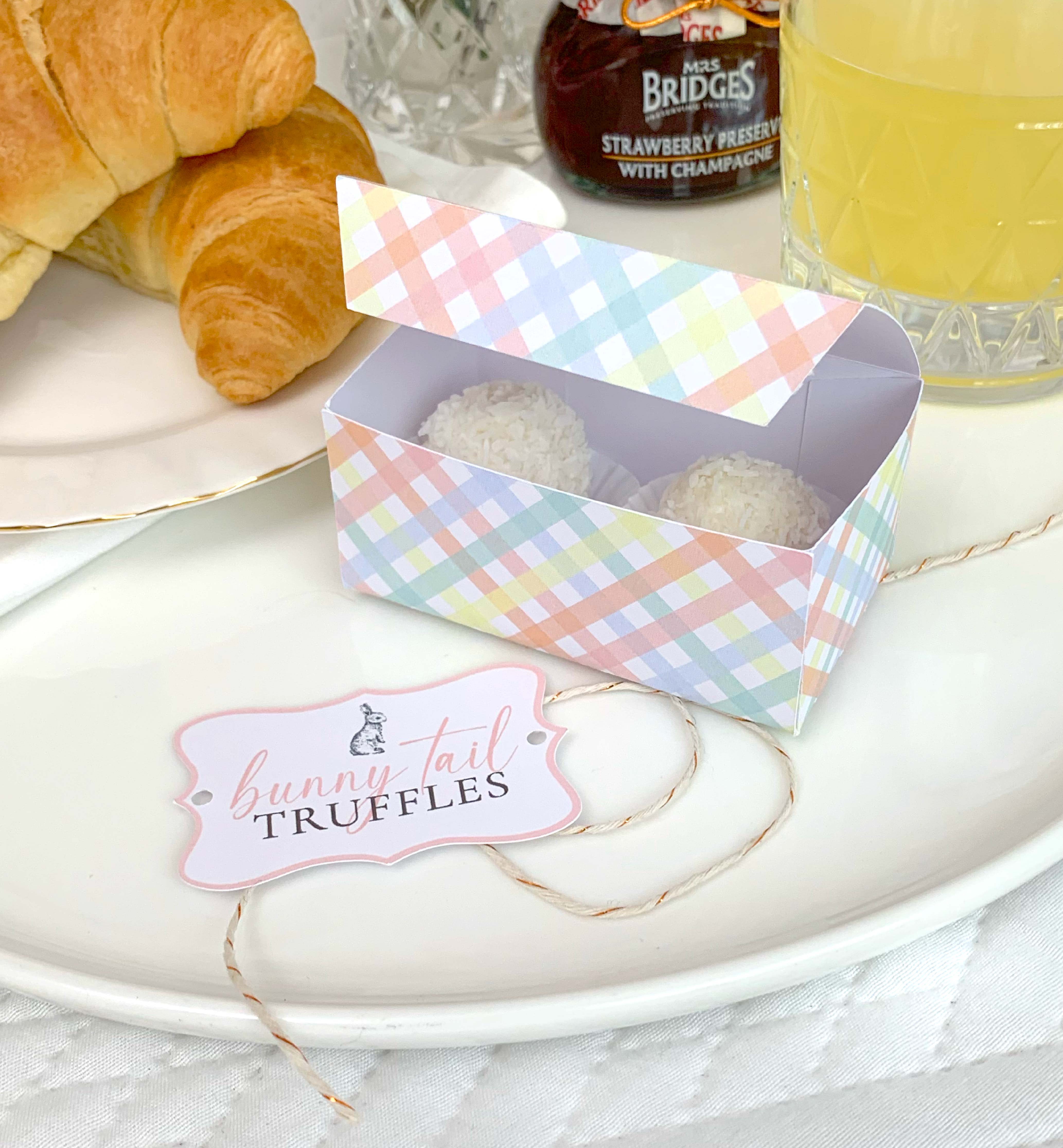 GIN-MLT-6-B2626 - GINGHAM - MULTI - EASTER BUNNY TAIL TRUFFLE BOX design preview