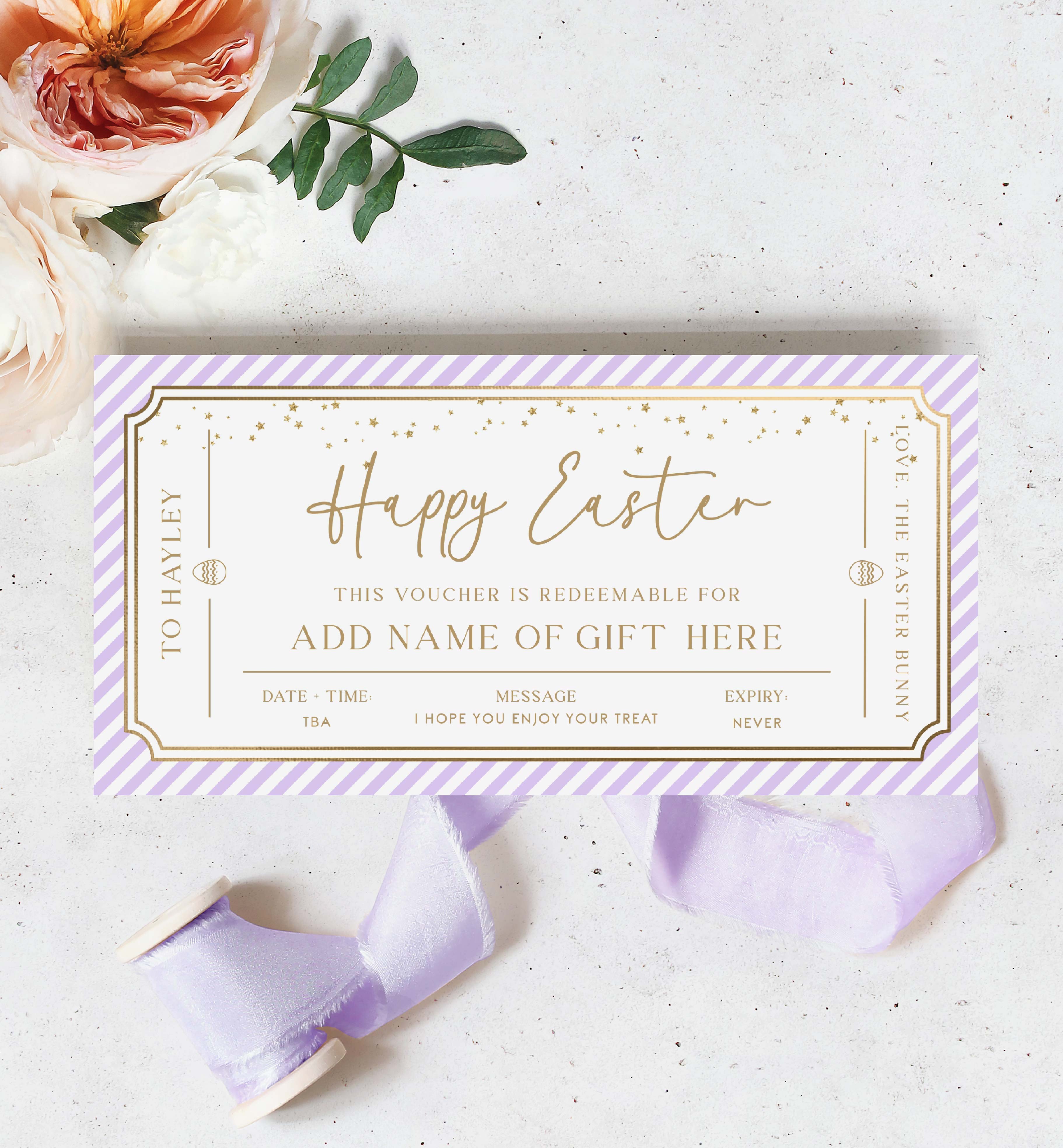 PAN-PUR-14-B3122 - PAINTLY - PURPLE GOLD - EASTER GIFT CERTIFICATE design preview