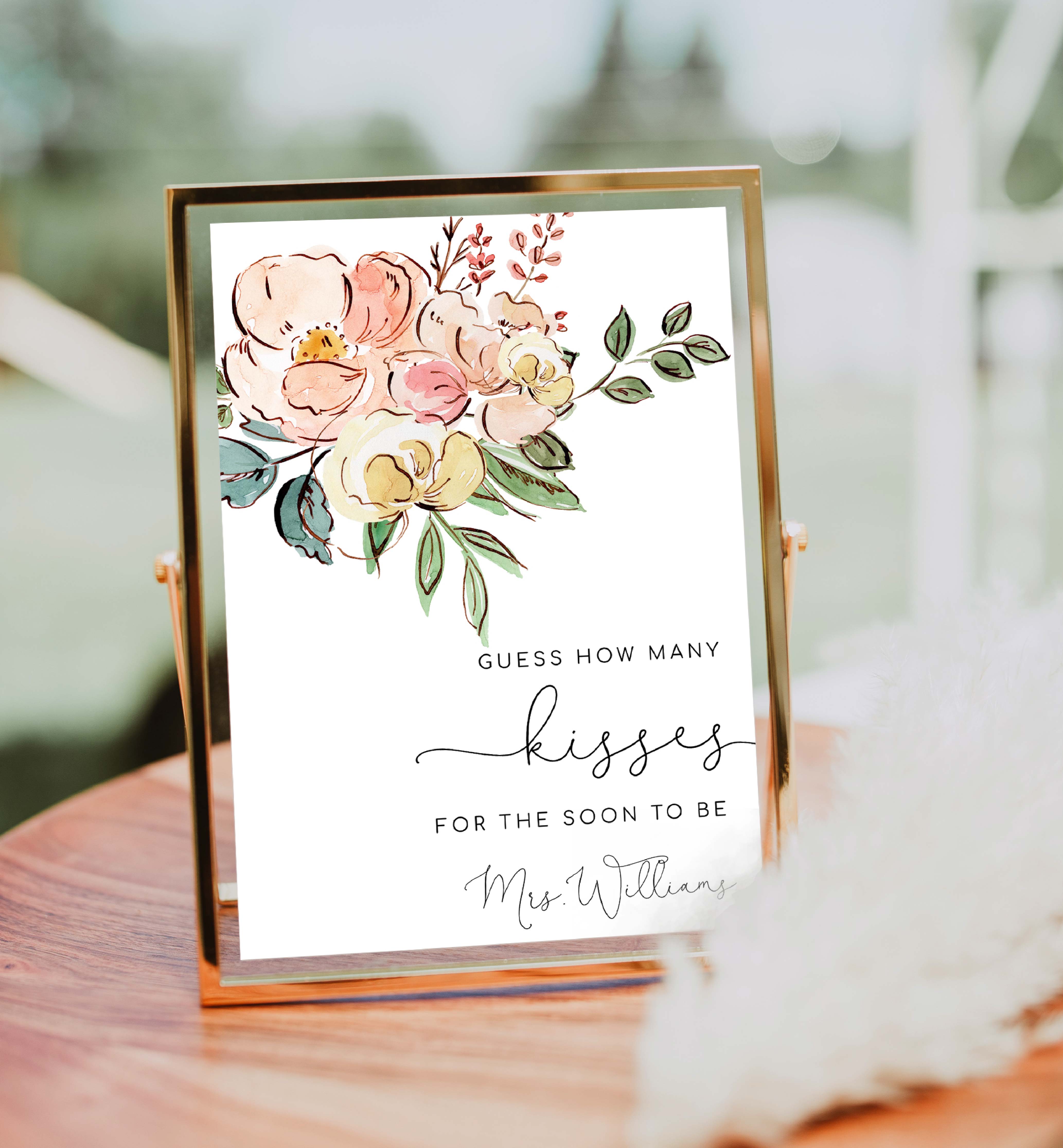 CAM-MLT-7-B2596 - CAMBRIDGE FLORAL - MULTI - GUESS HOW MANY SIGN AND CARD design preview