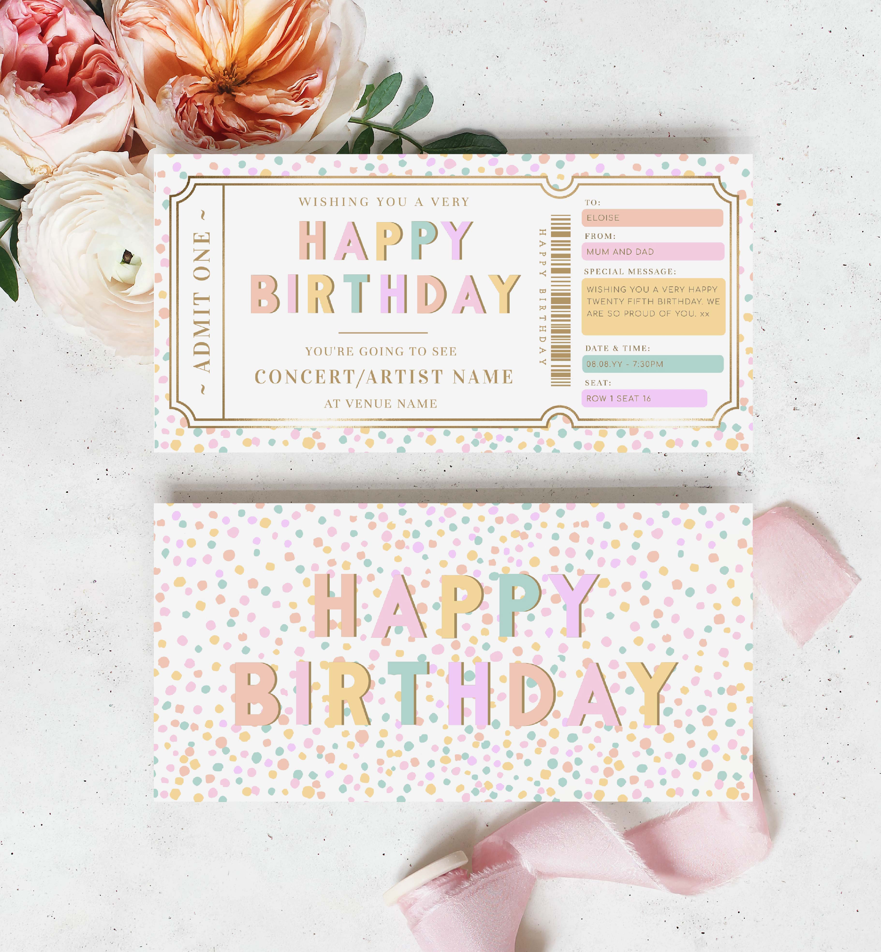 DOT-PMT-14-B2863 - DOT - PASTEL MULTI - CONCERT GIFT CERTIFICATE design preview