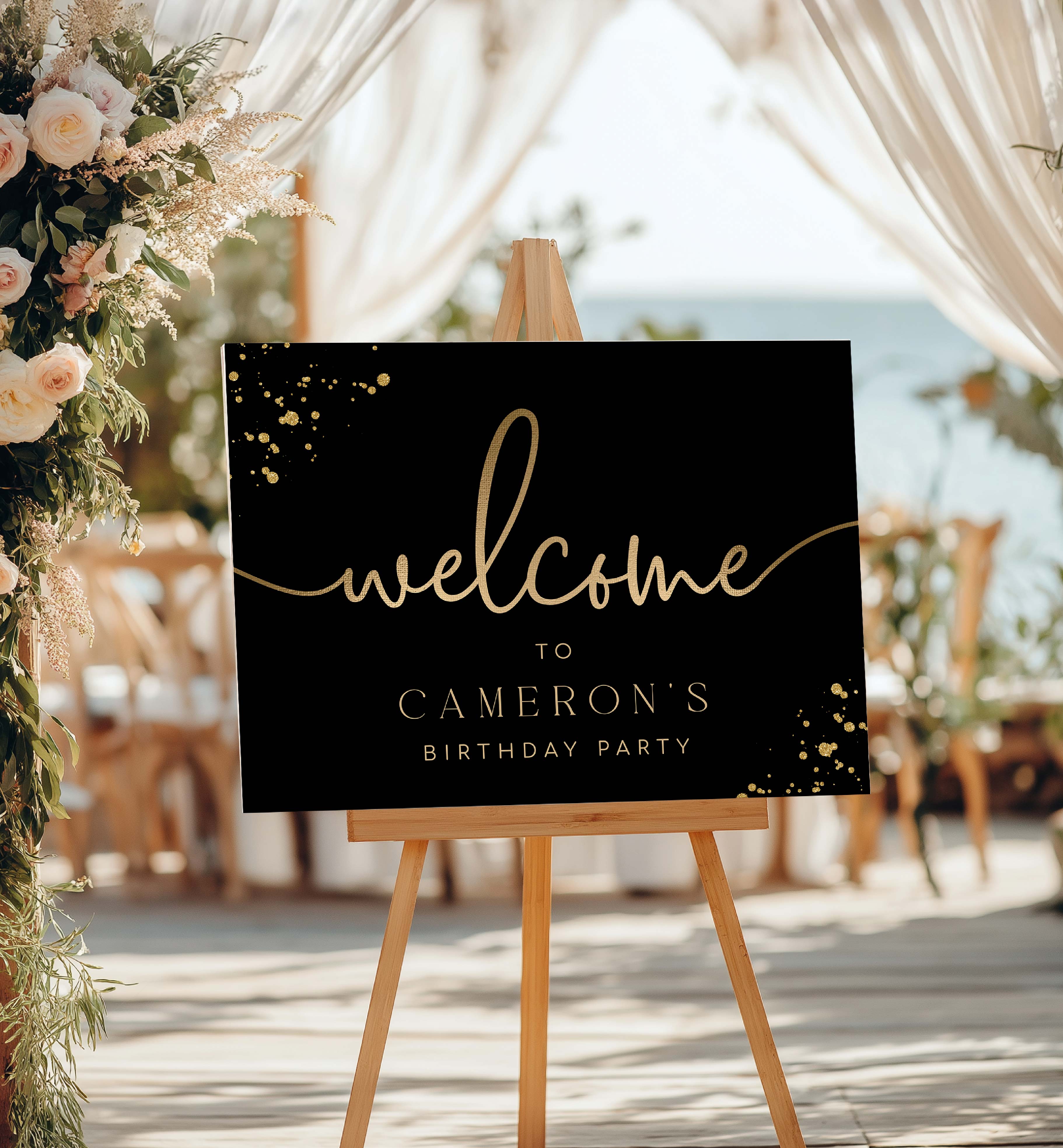 PAN-BLG-3-B1268 - PAINTLY - BLACK GOLD - WELCOME SIGN design preview