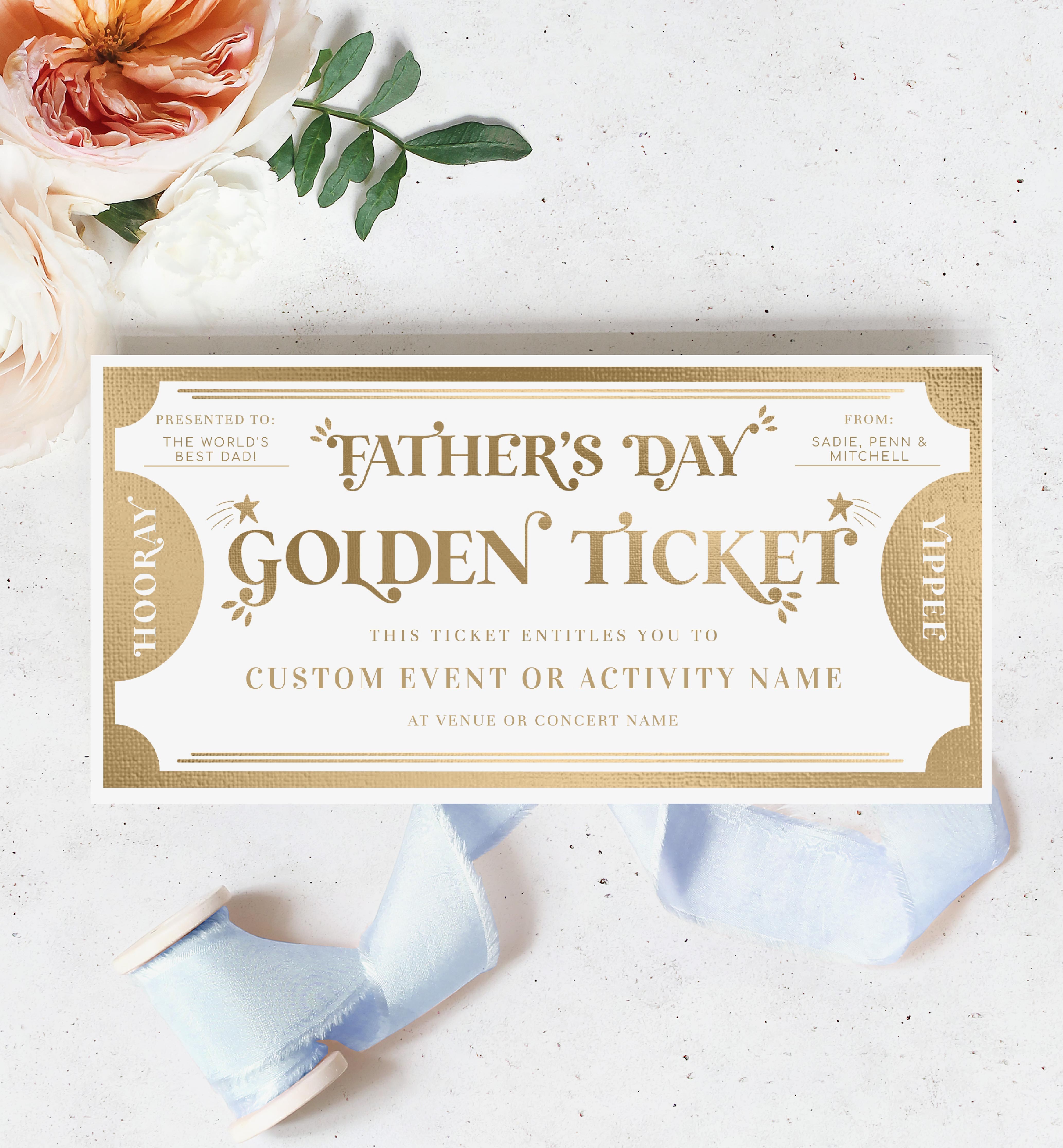 MAR-WHG-14-B2009 - MARGO - WHITE GOLD - FATHER'S DAY GOLDEN TICKET CERTIFICATE design preview
