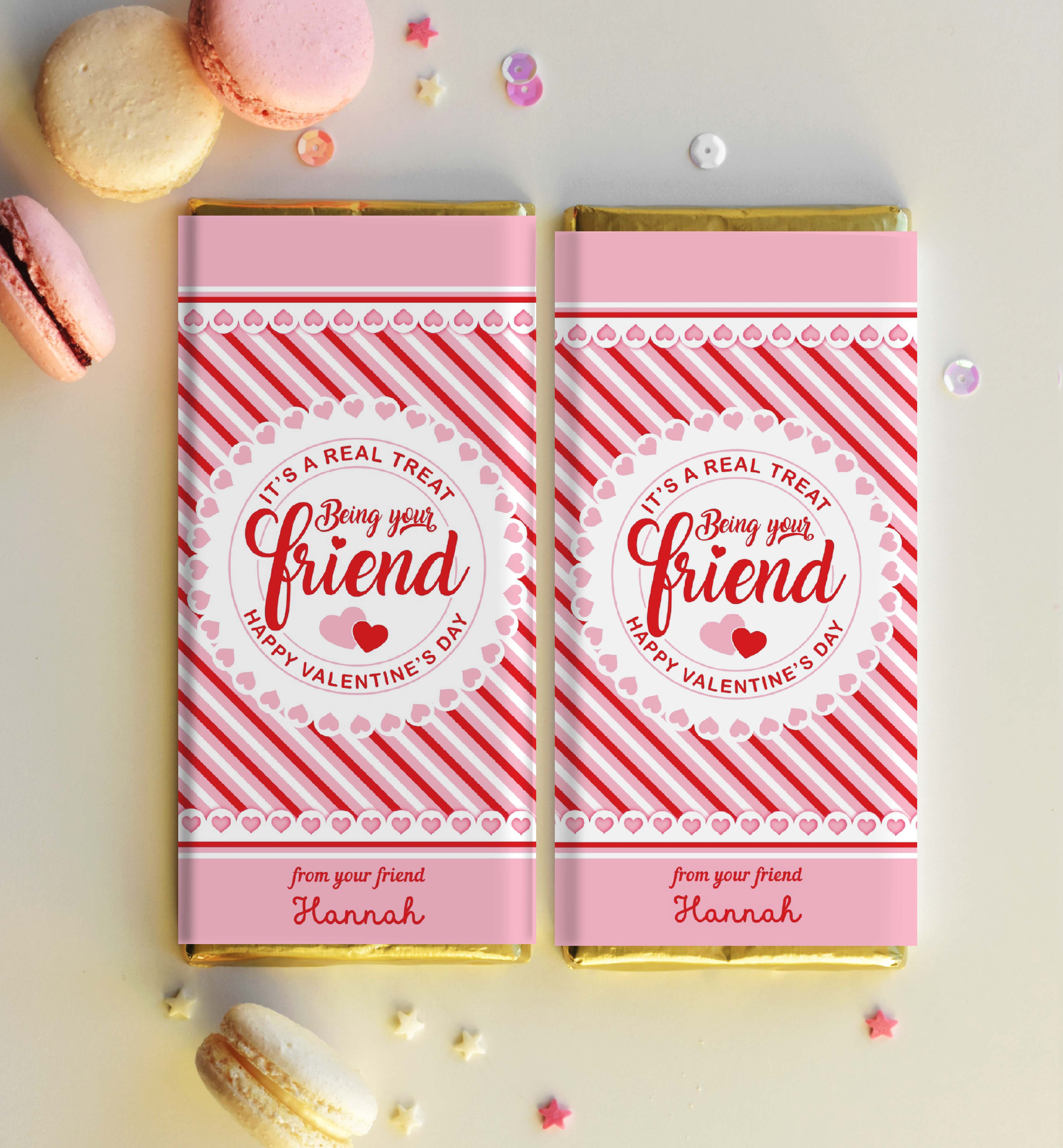 VAL-RPK-6-B3438 - VALENTINE - RED PINK - REAL TREAT VALENTINE'S DAY WRAPPER design preview