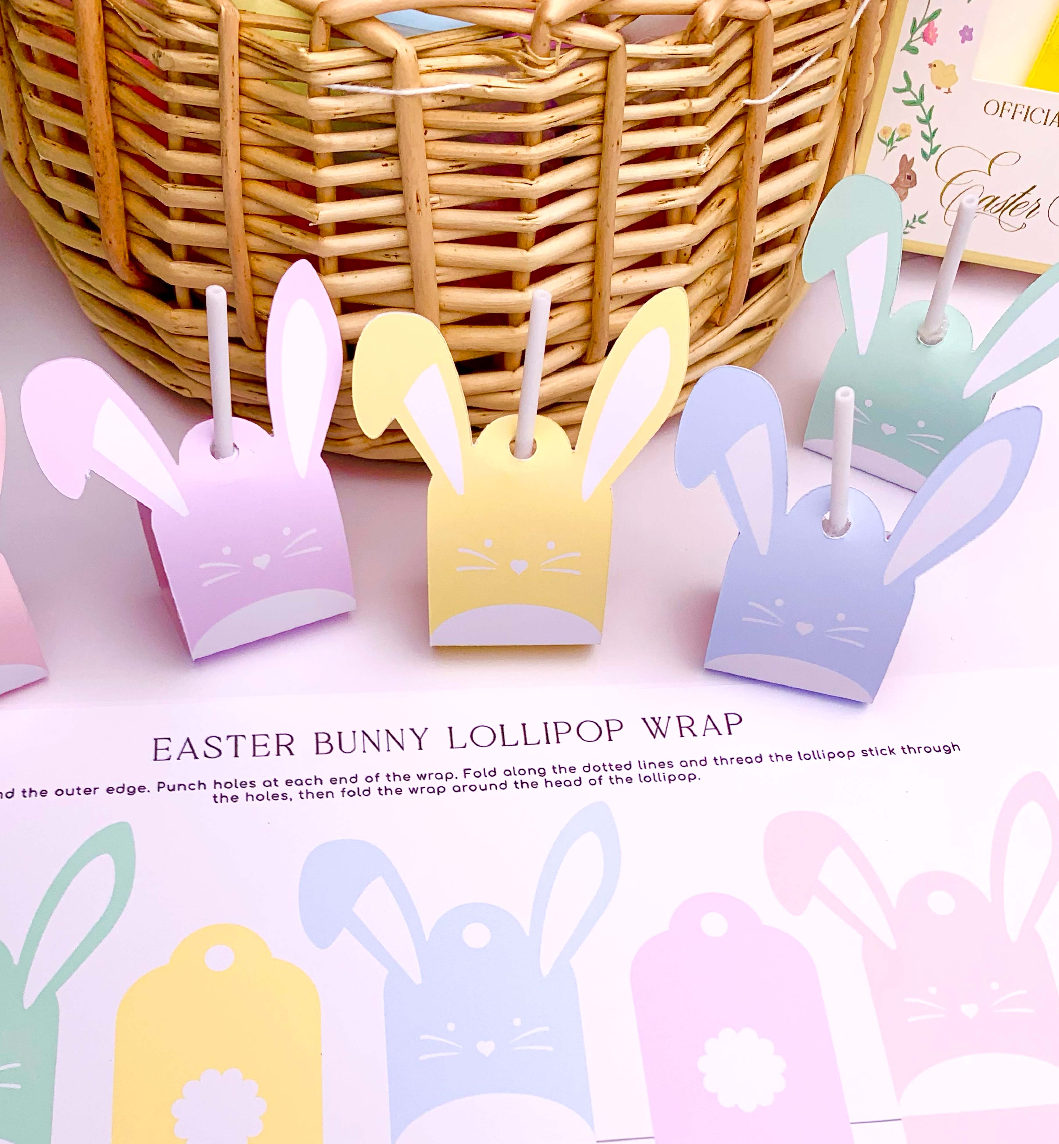 EAS-WHT-6-B3506 - EASTER - WHITE - BUNNY LOLLIPOP TAG design preview