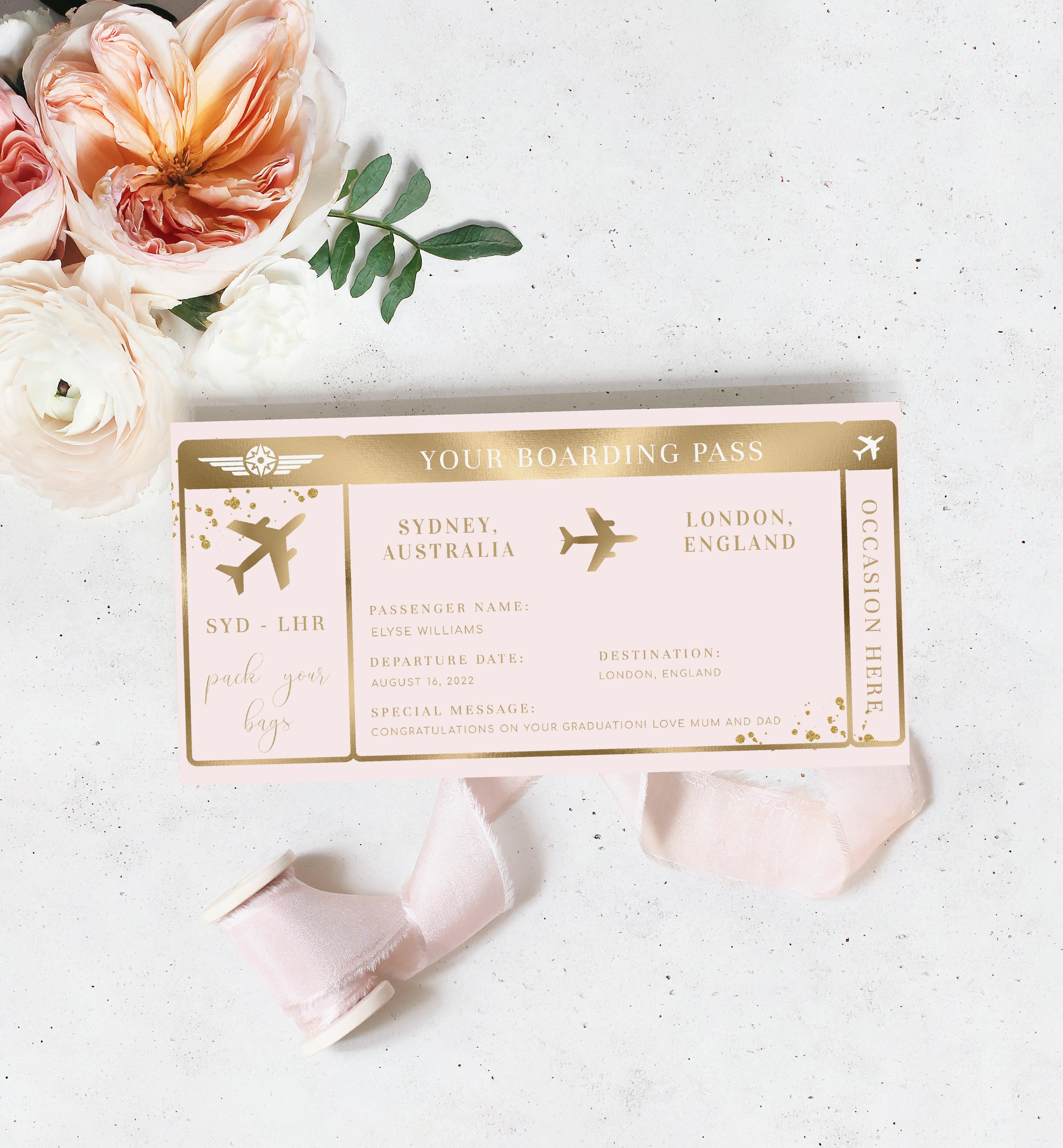 PAN-PNK-1-B1379 - PAINTLY - PINK GOLD - BOARDING PASS design preview