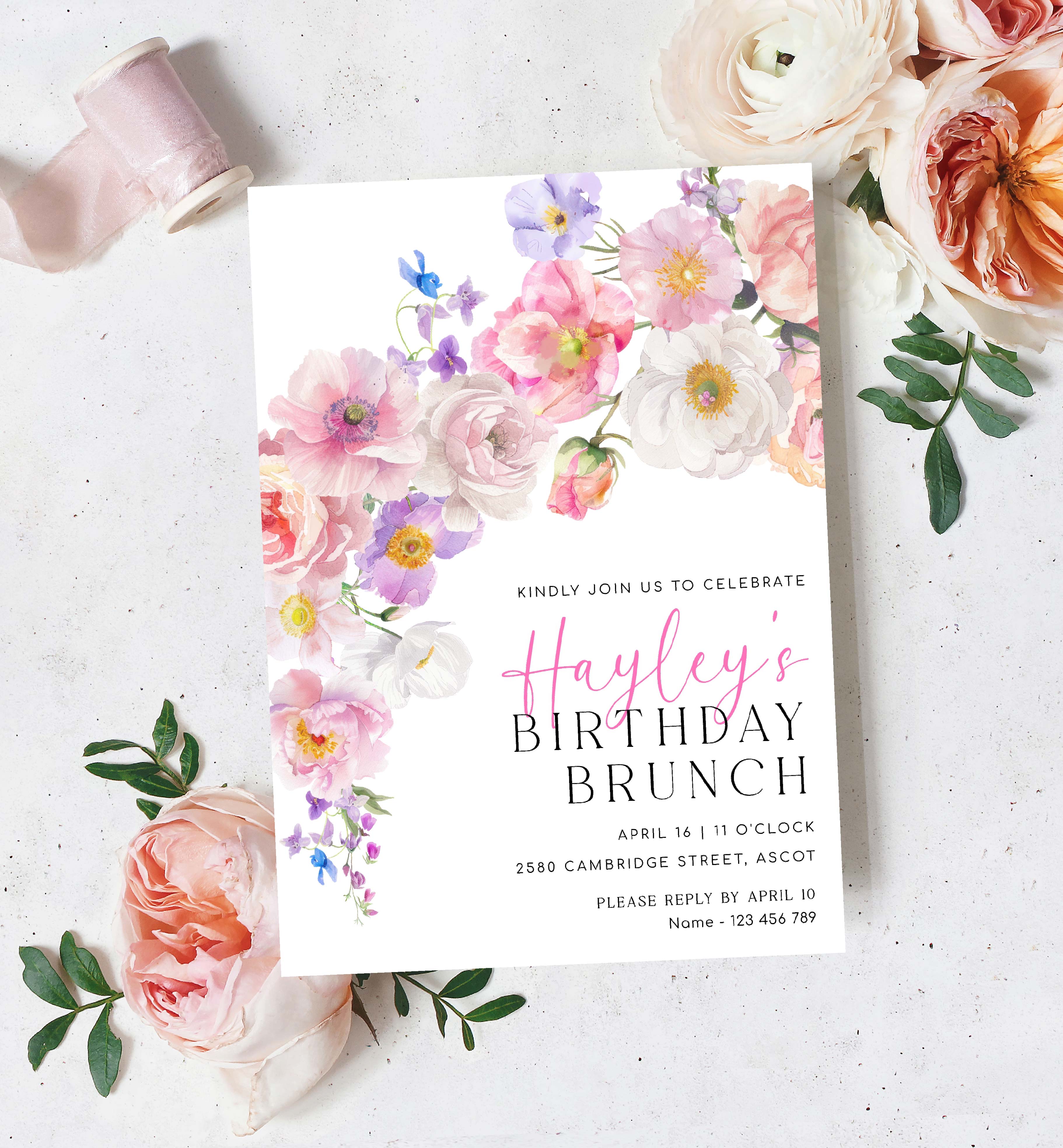 ELO-WHT-1-B3512 - ELOISE - WHITE - BIRTHDAY BRUNCH INVITATION design preview