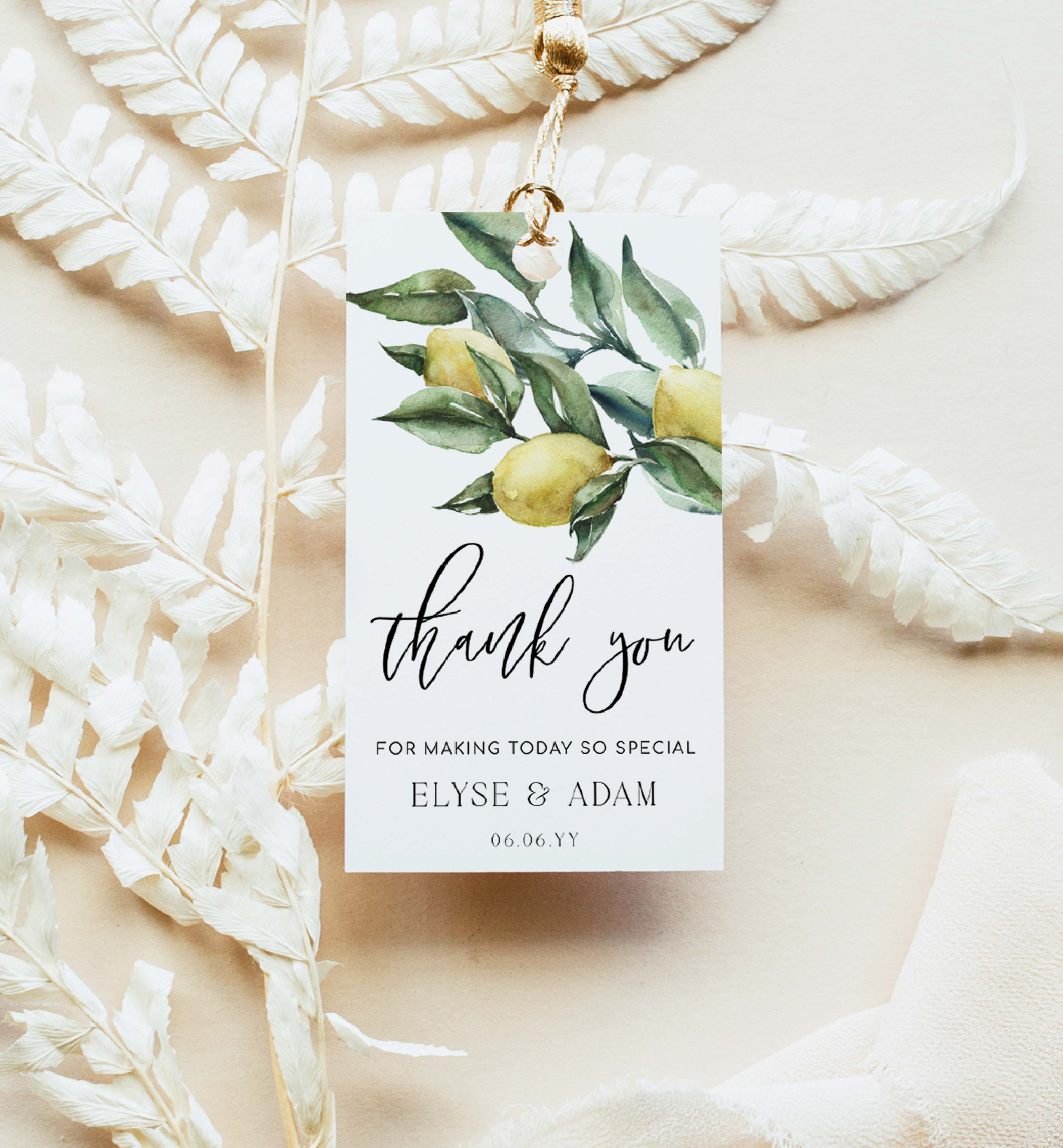 TUL-YEL-6-B750 - TUSCAN LEMONS - YELLOW - THANK YOU TAGS design preview