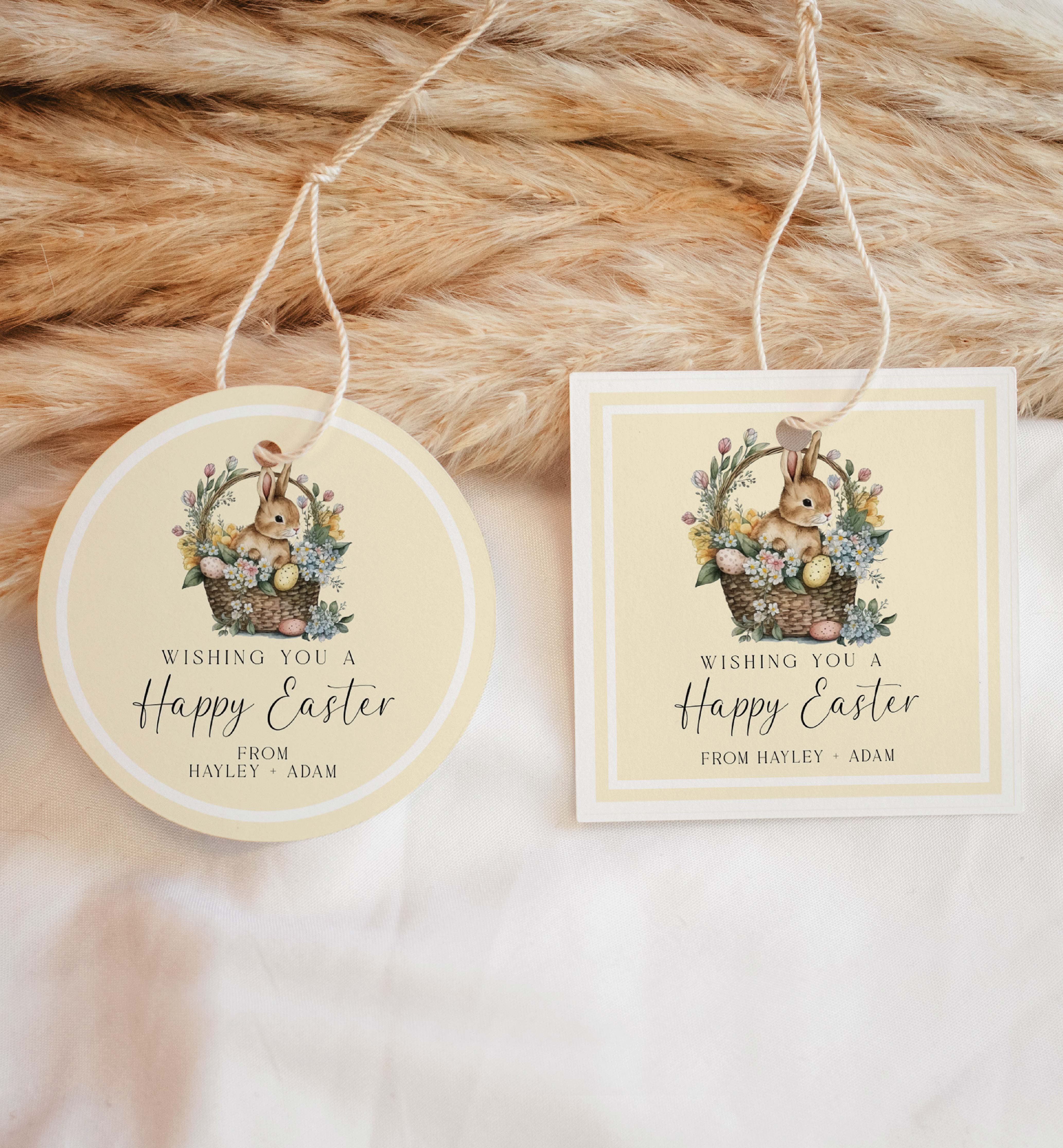 EAS-YEL-6-B3050 - EASTER - YELLOW - EASTER BUNNY TAG design preview