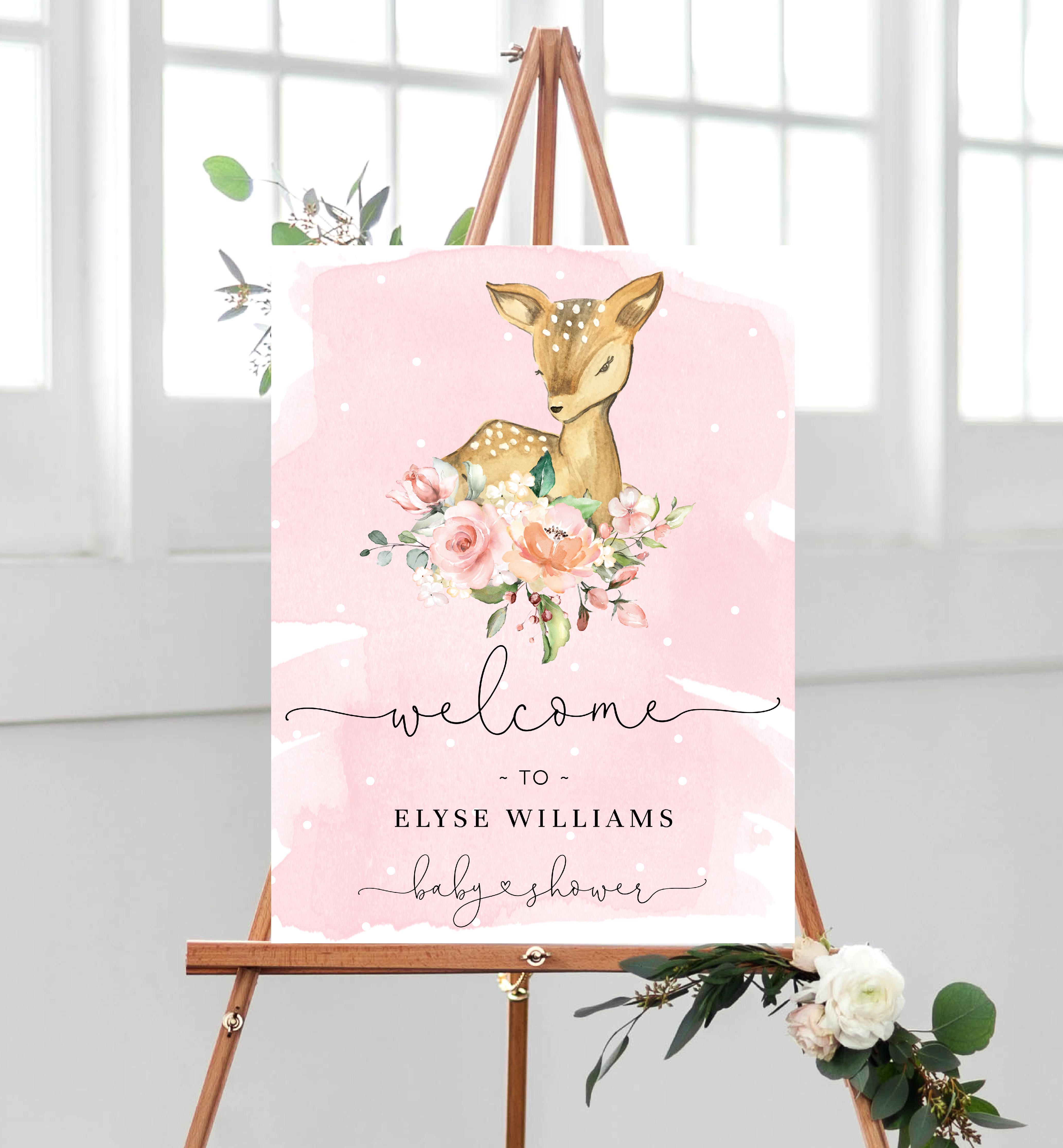 DEE-PNK-3-B1554 - OH DEER - PINK - WELCOME SIGN design preview