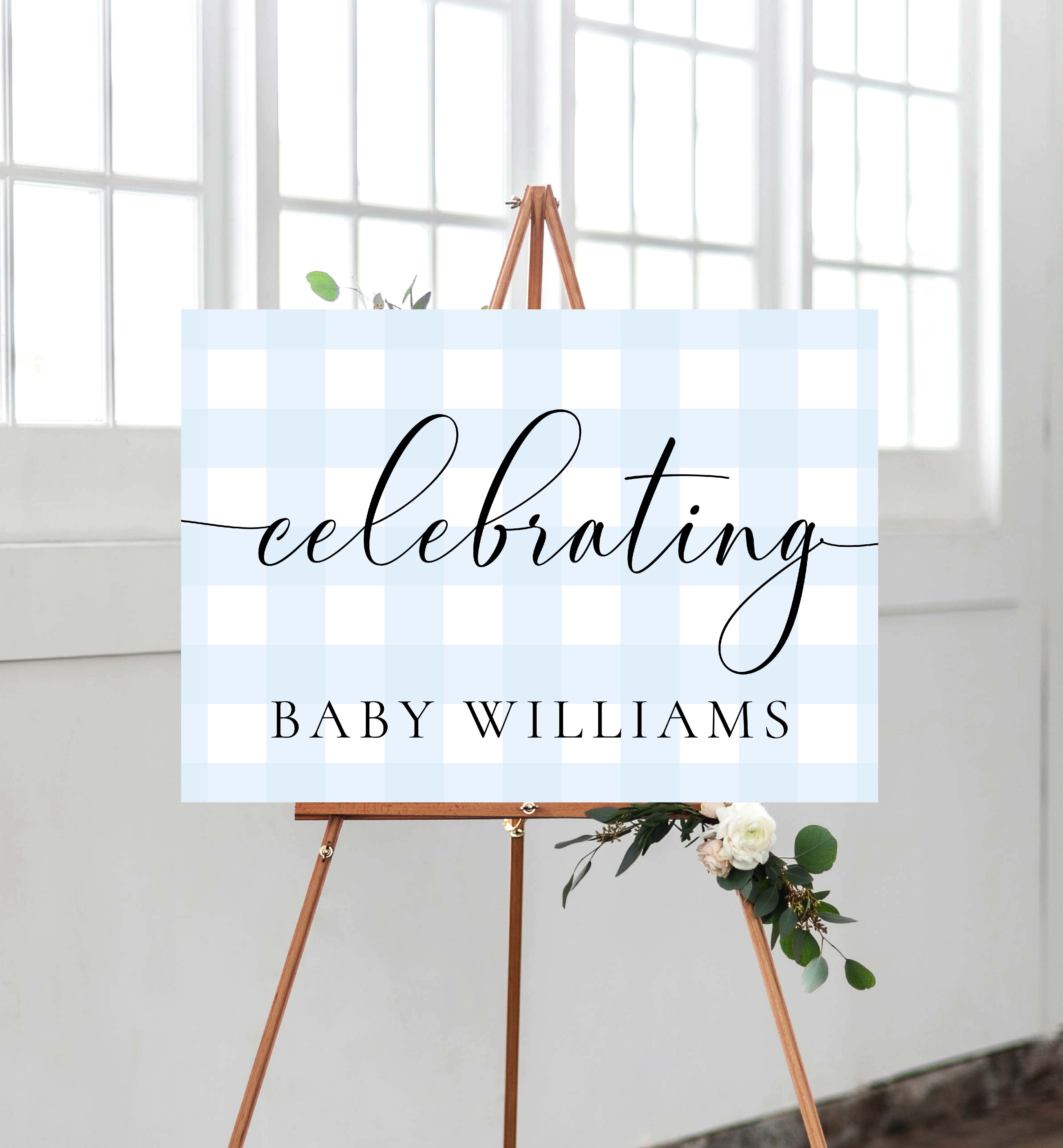 GIN-BLU-3-B2600 - GINGHAM - BLUE - CELEBRATING SIGN design preview