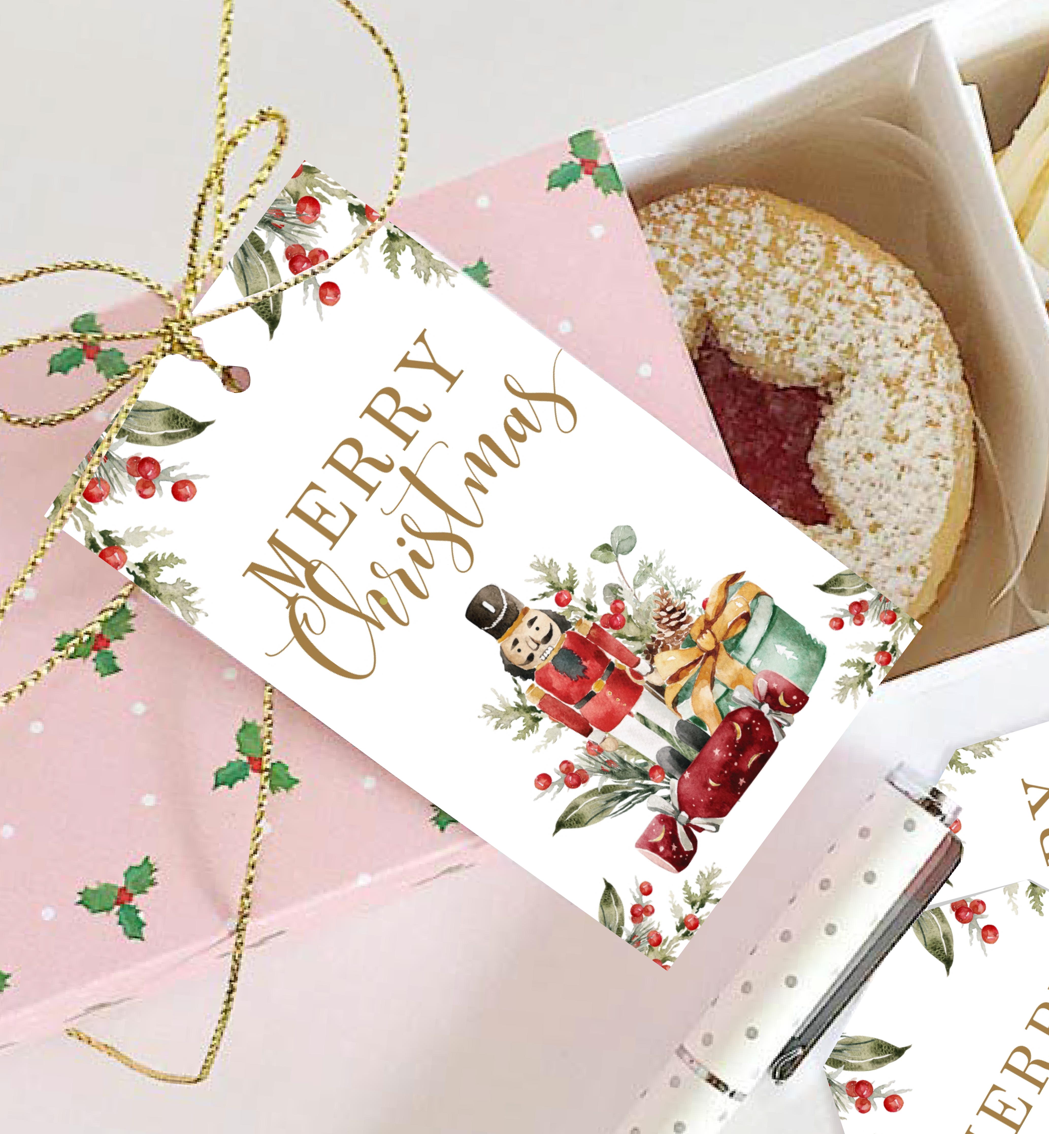 NUT-WHT-6-B1736 - NUTMEG NOEL - WHITE - MERRY CHRISTMAS FAVOR TAG design preview