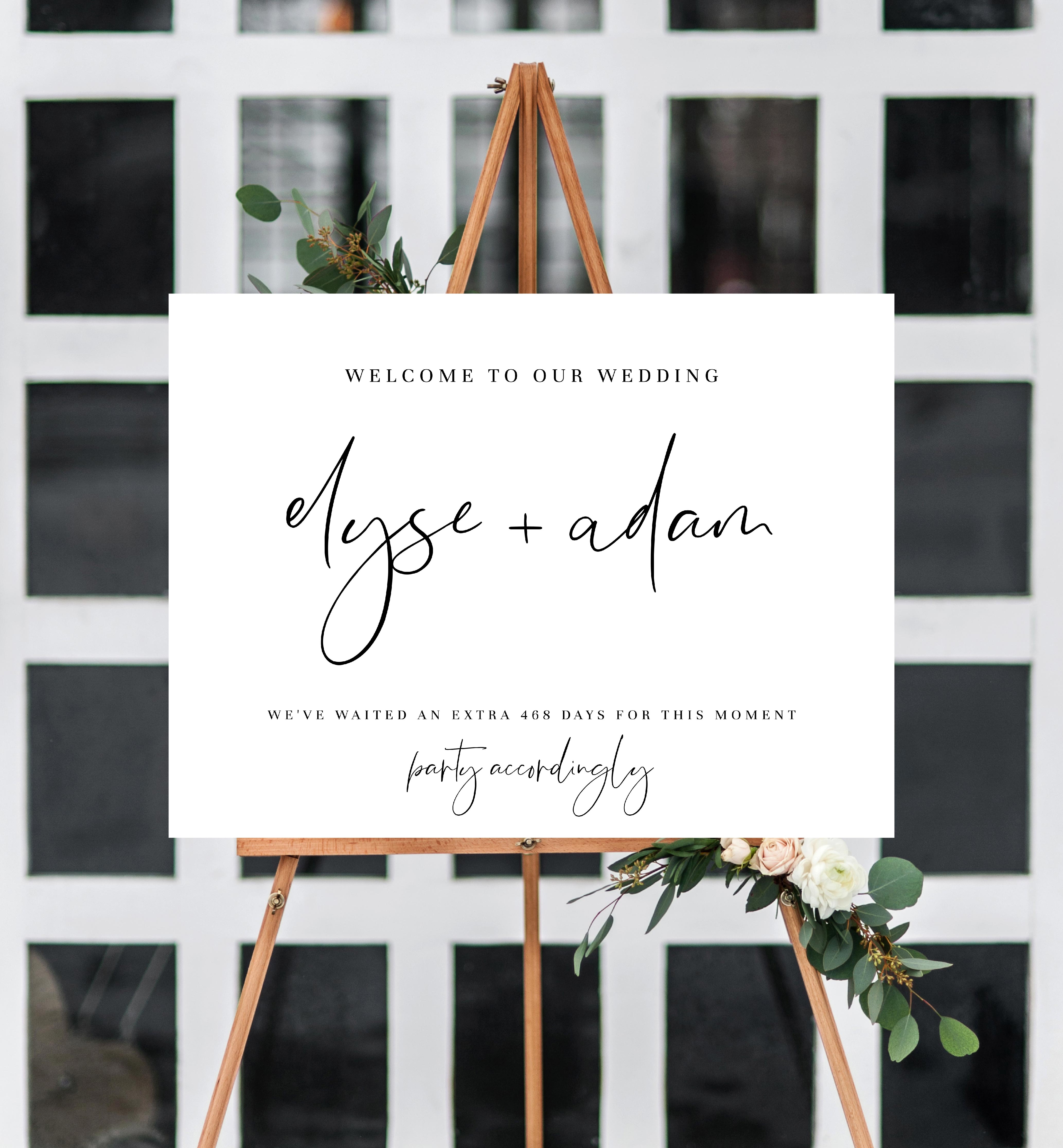 GIG-WHT-3-B1282 - GIGI SCRIPT - WHITE - WE'VE WAITED WELCOME SIGN design preview
