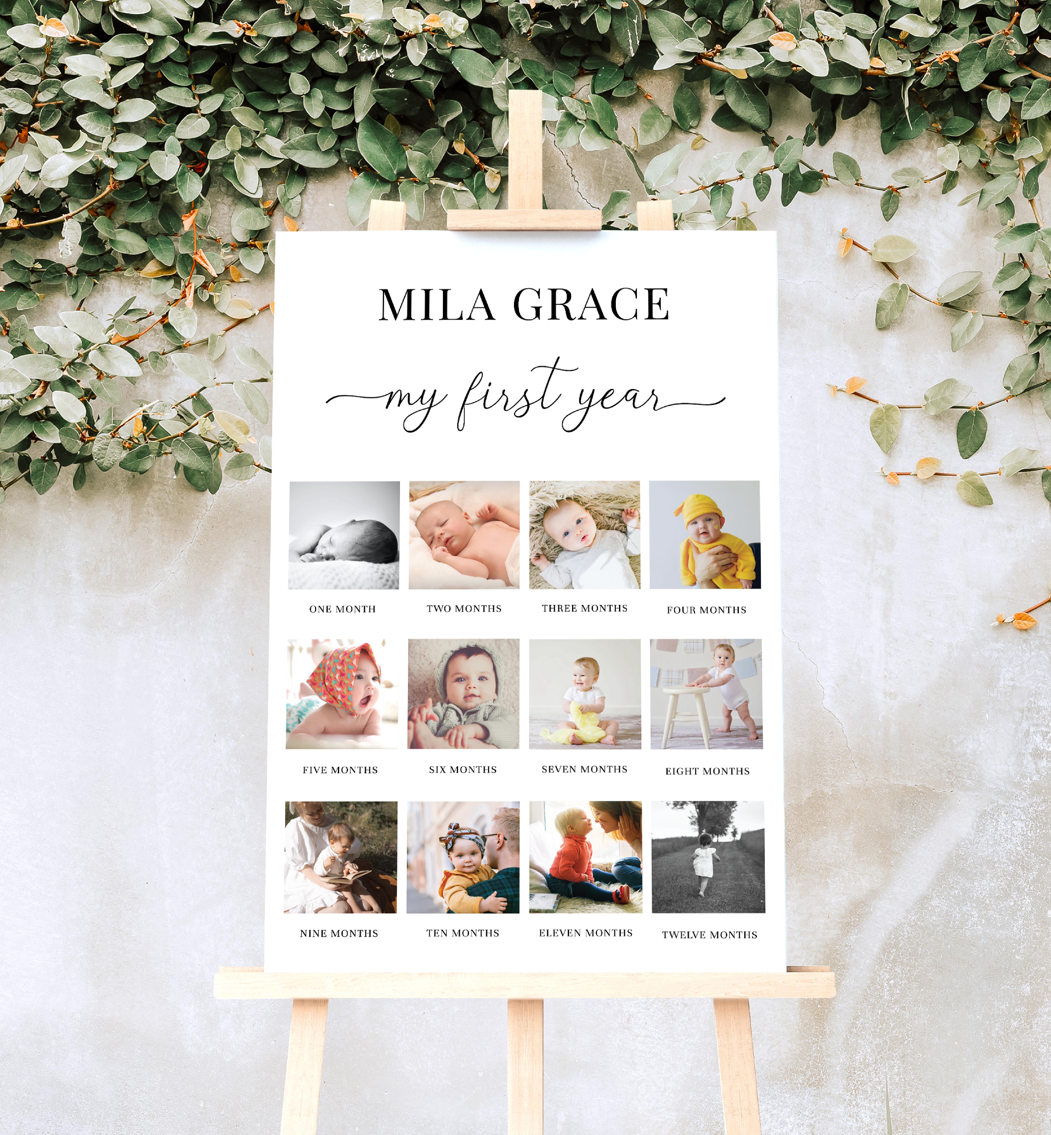 QSC-WHT-7-B2127 - QUINN SCRIPT - WHITE - PHOTO TIMELINE SIGN design preview