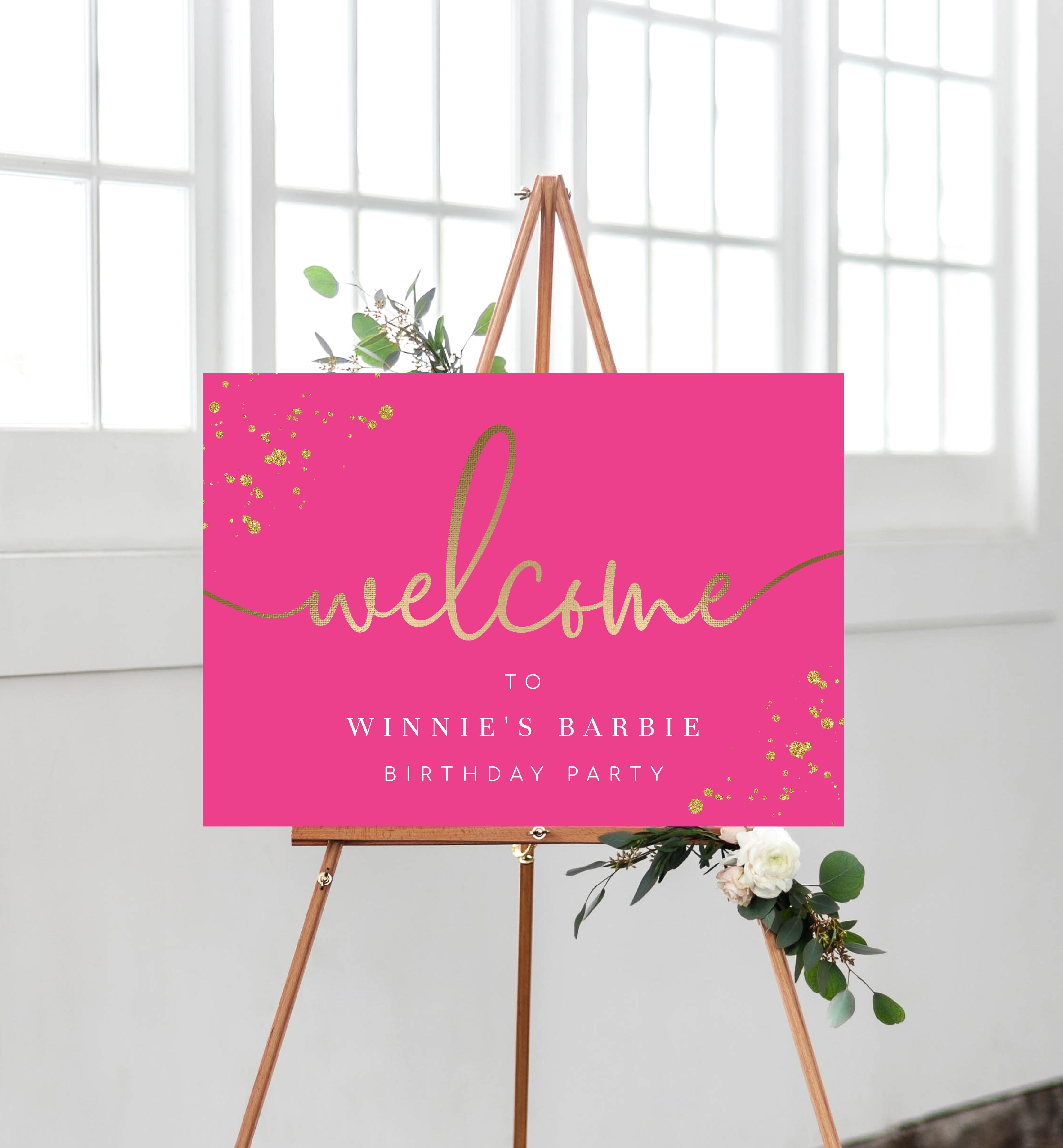 PAN-HPK-3-B1268 - PAINTLY - HOT PINK GOLD - WELCOME SIGN design preview