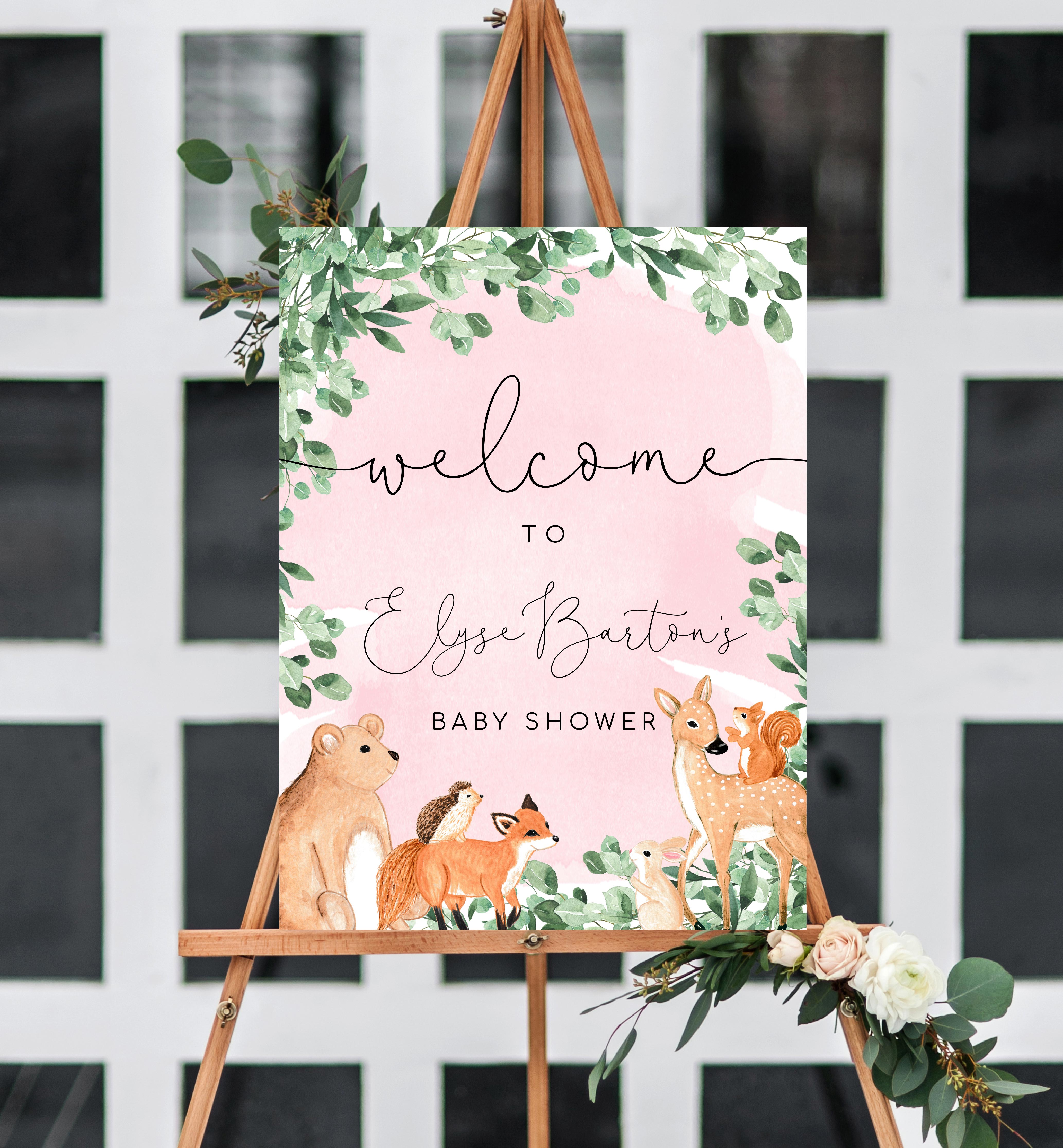 WOD-PNK-3-B1907 - WOODLAND - PINK - WELCOME SIGN design preview