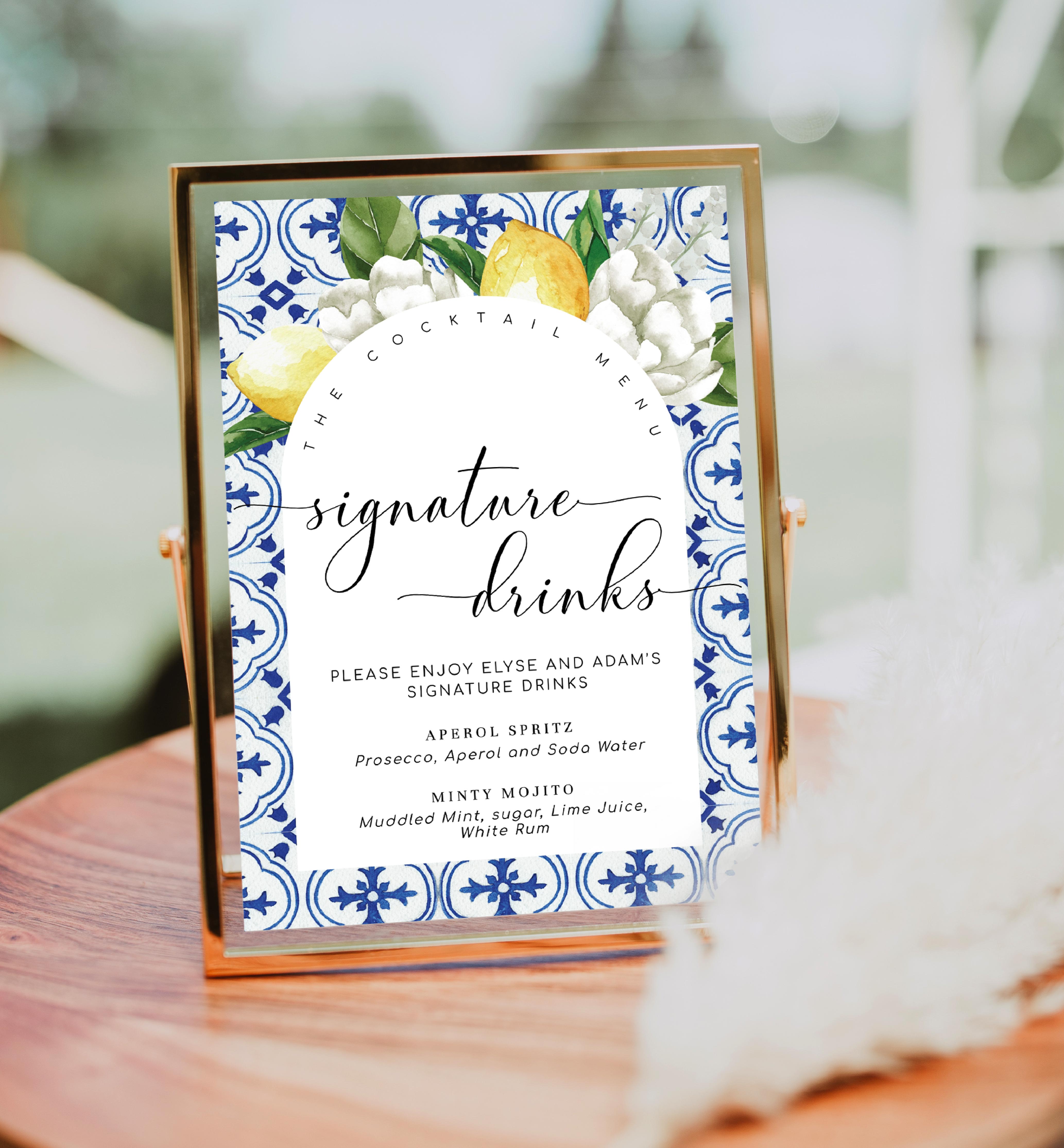 MED-BLU-7-B2533 - THE MED - LEMONS - SIGNATURE COCKTAILS SIGN - ARCH design preview