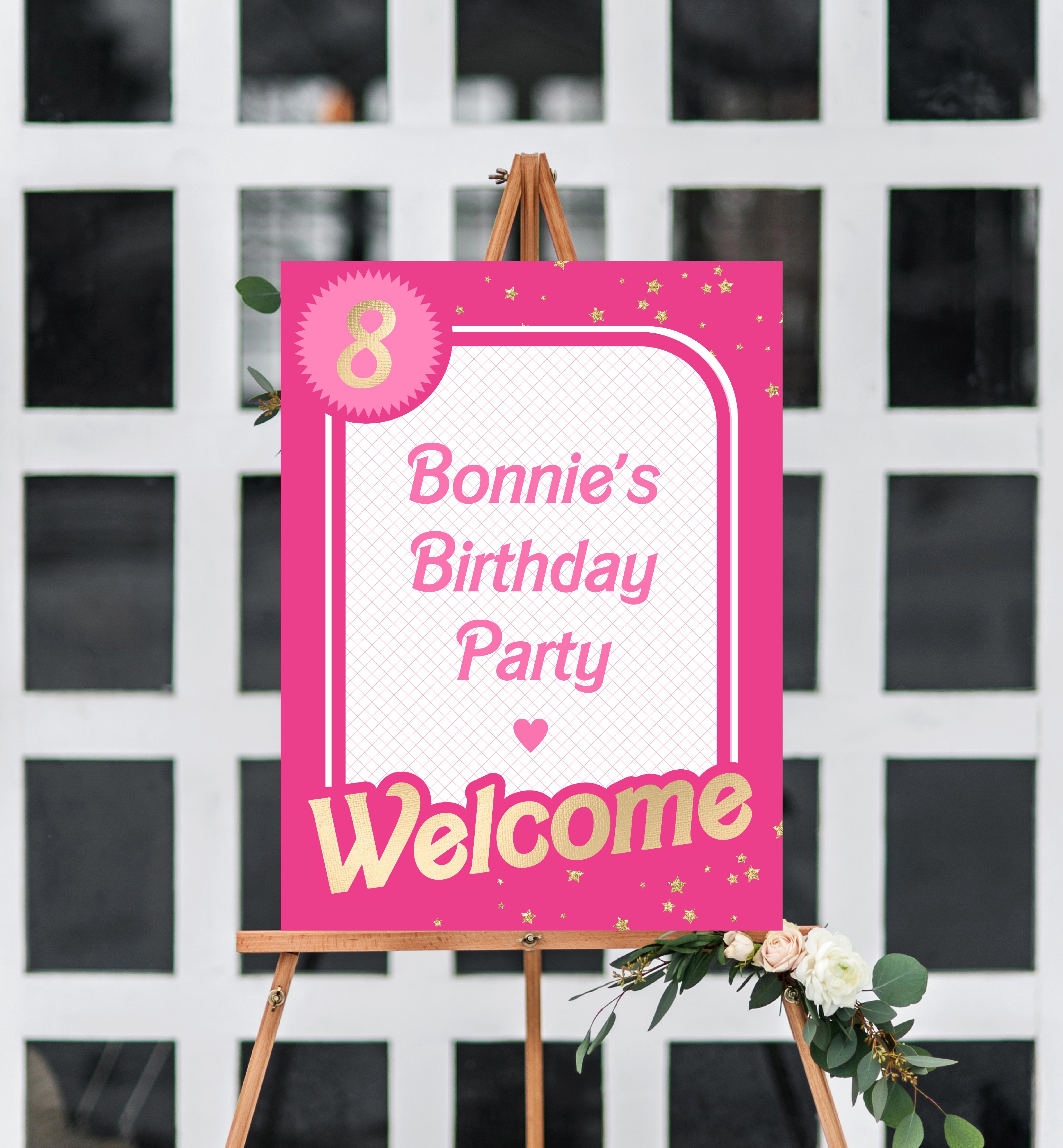 BAR-HPK-3-B1545 - BARBIE - HOT PINK GOLD - WELCOME SIGN design preview