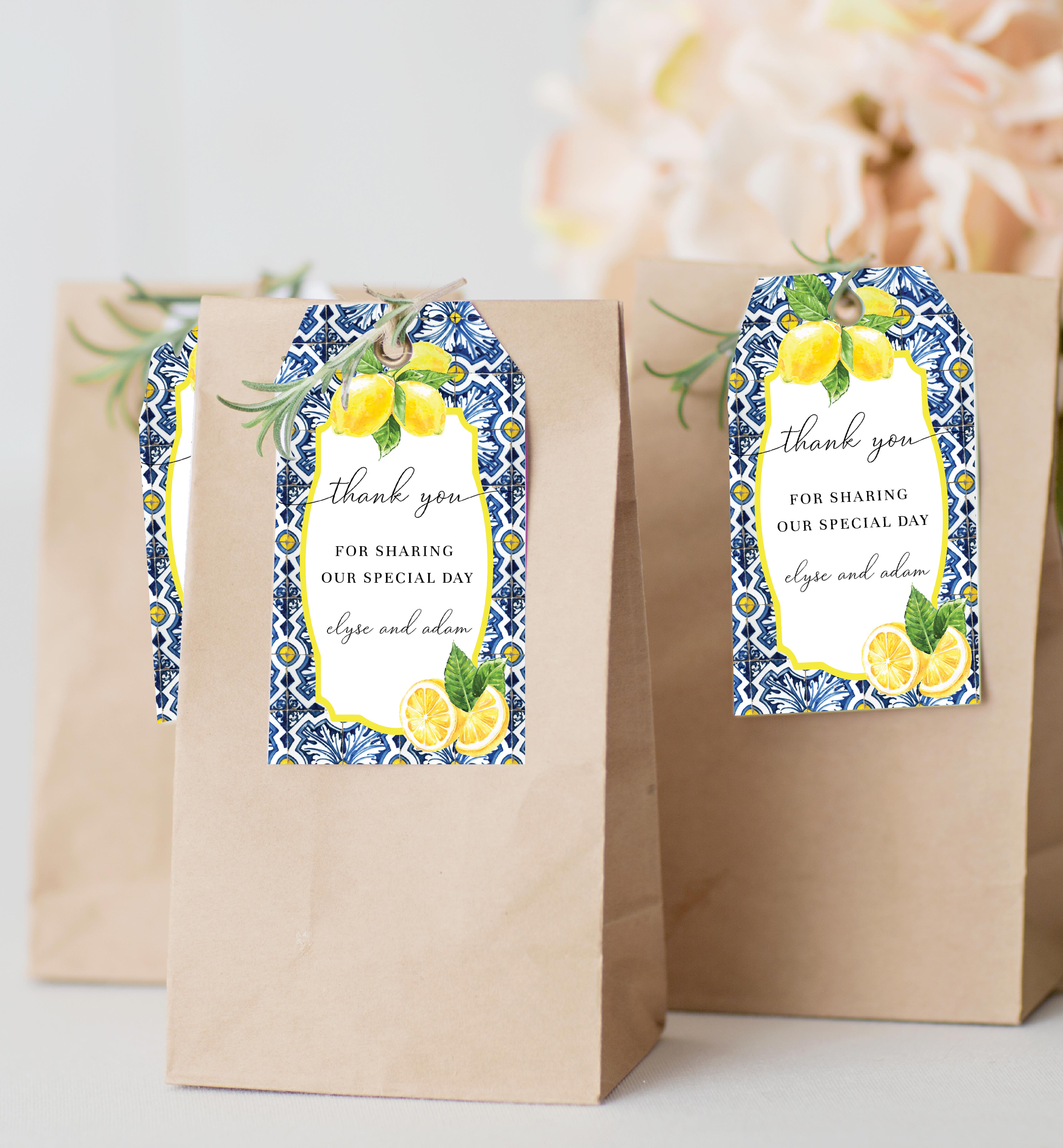 POS-BLY-6-B445 - POSITANO BLUE TILE - LEMONS - FAVOUR TAGS design preview