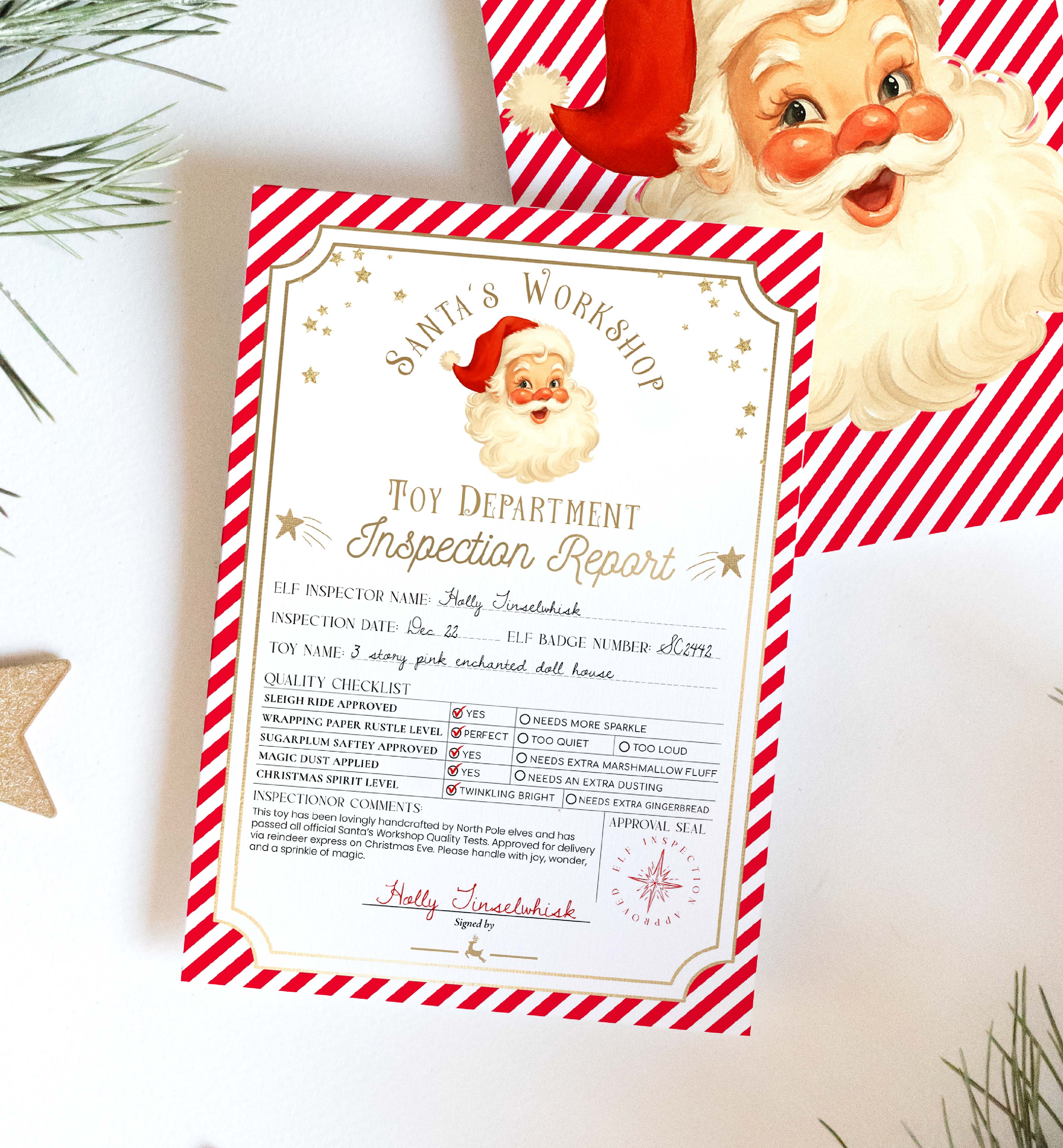 SAW-RED-24-B3730 - SANTAS WORKSHOP - RED - TOY INSPECTION REPORT design preview