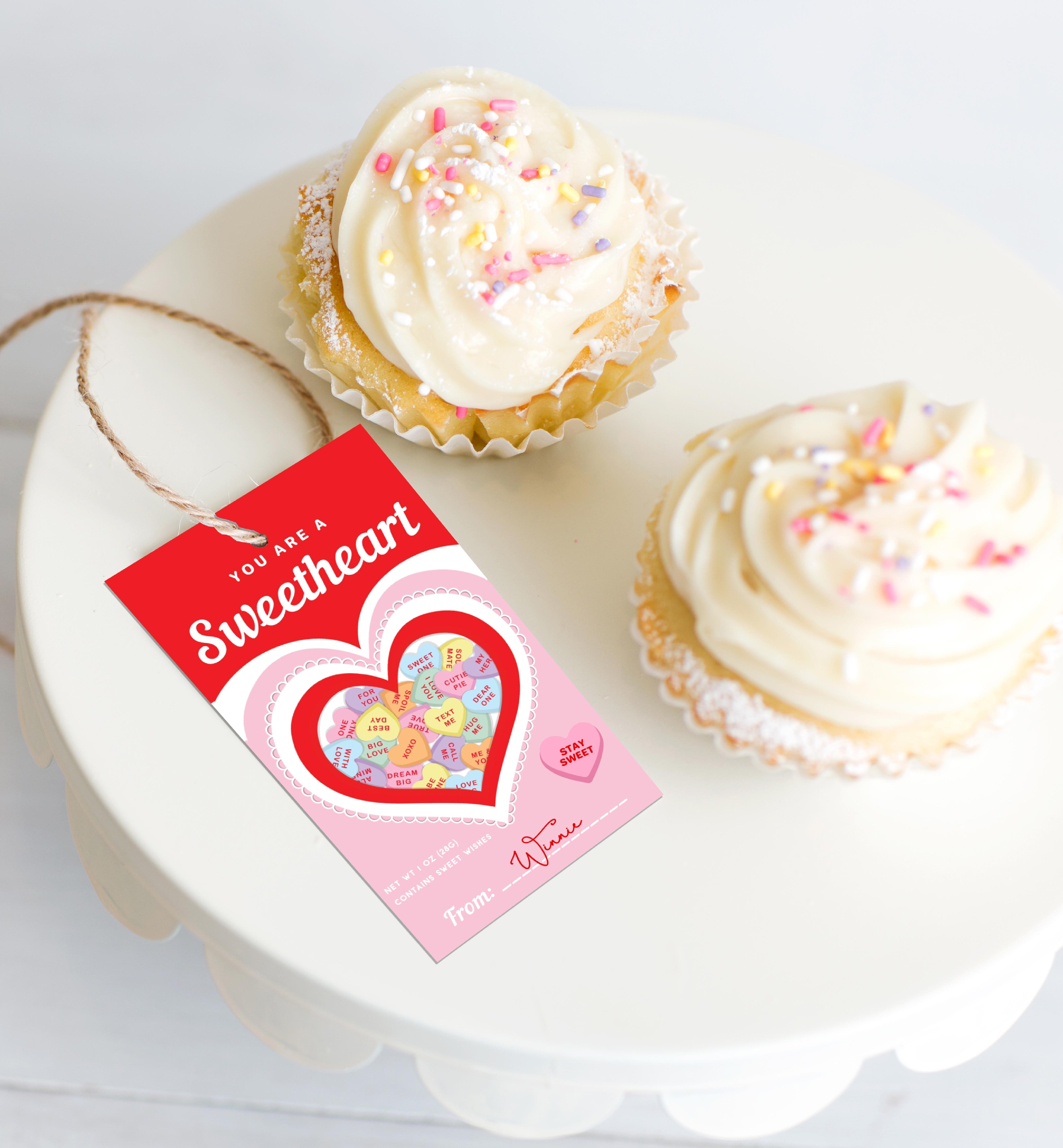 CNH-RPK-6-B2397 - CONVERSATION HEARTS - RED PINK - SWEETHEART TAG design preview