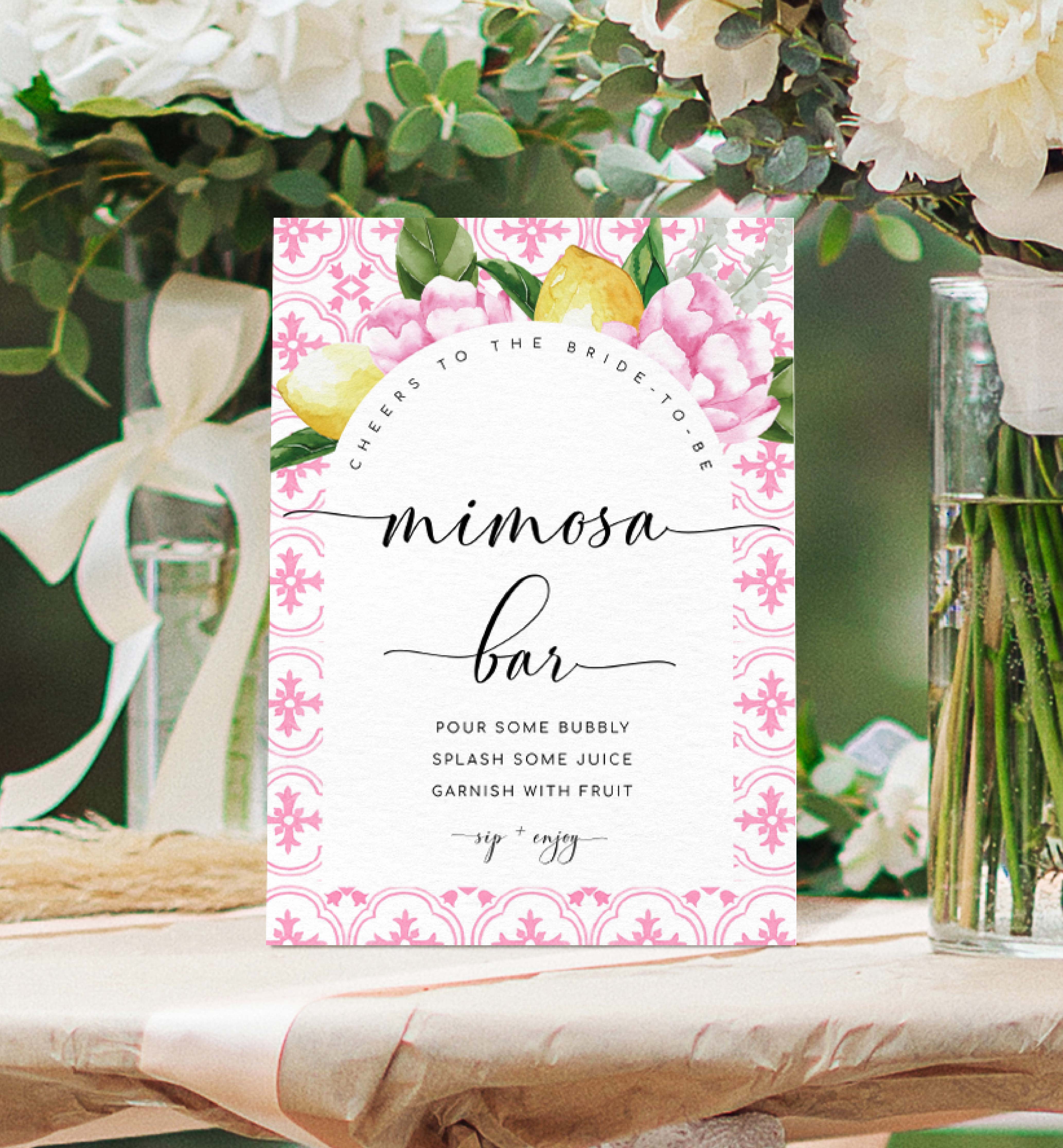 MED-PNK-7-B2667 - THE MED - PINK LEMONS - MIMOSA BAR SIGN - ARCH design preview