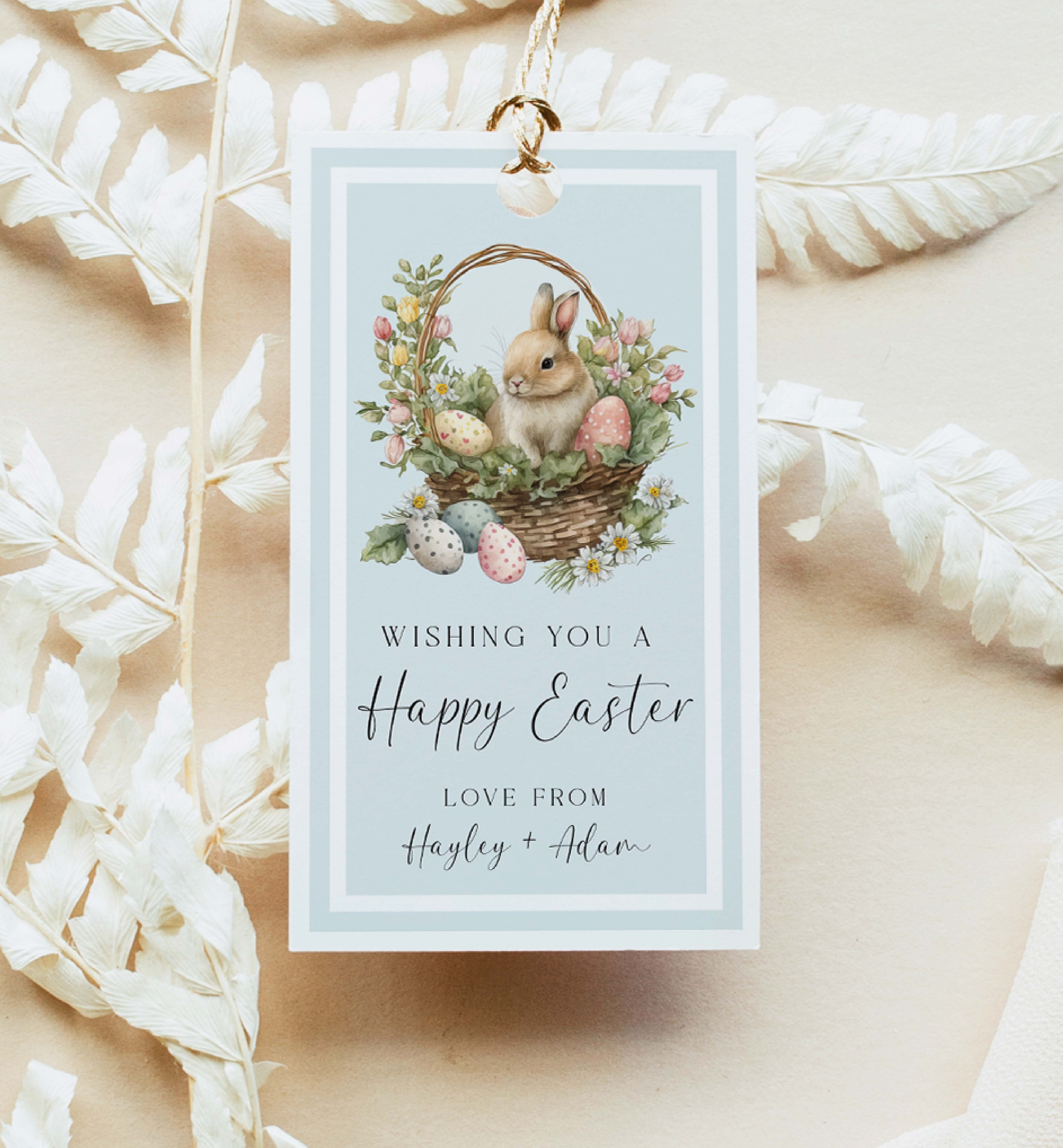 EAS-EGB-6-B3044 - EASTER - EGG BLUE - EASTER BUNNY TAG design preview