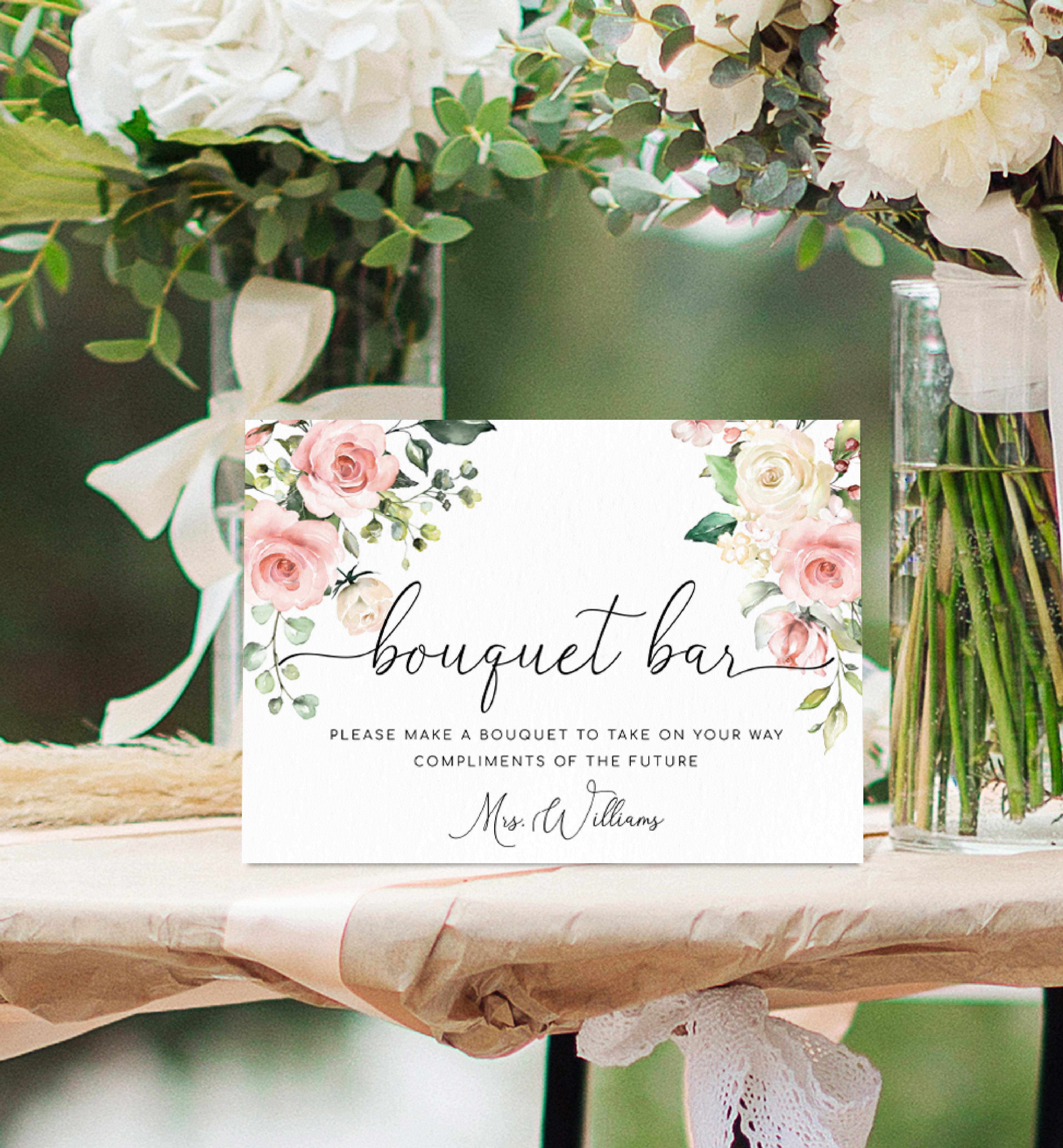 DAR-PNK-7-B2376 - DARCY FLORAL - PINK - BOUQUET BAR SIGN design preview