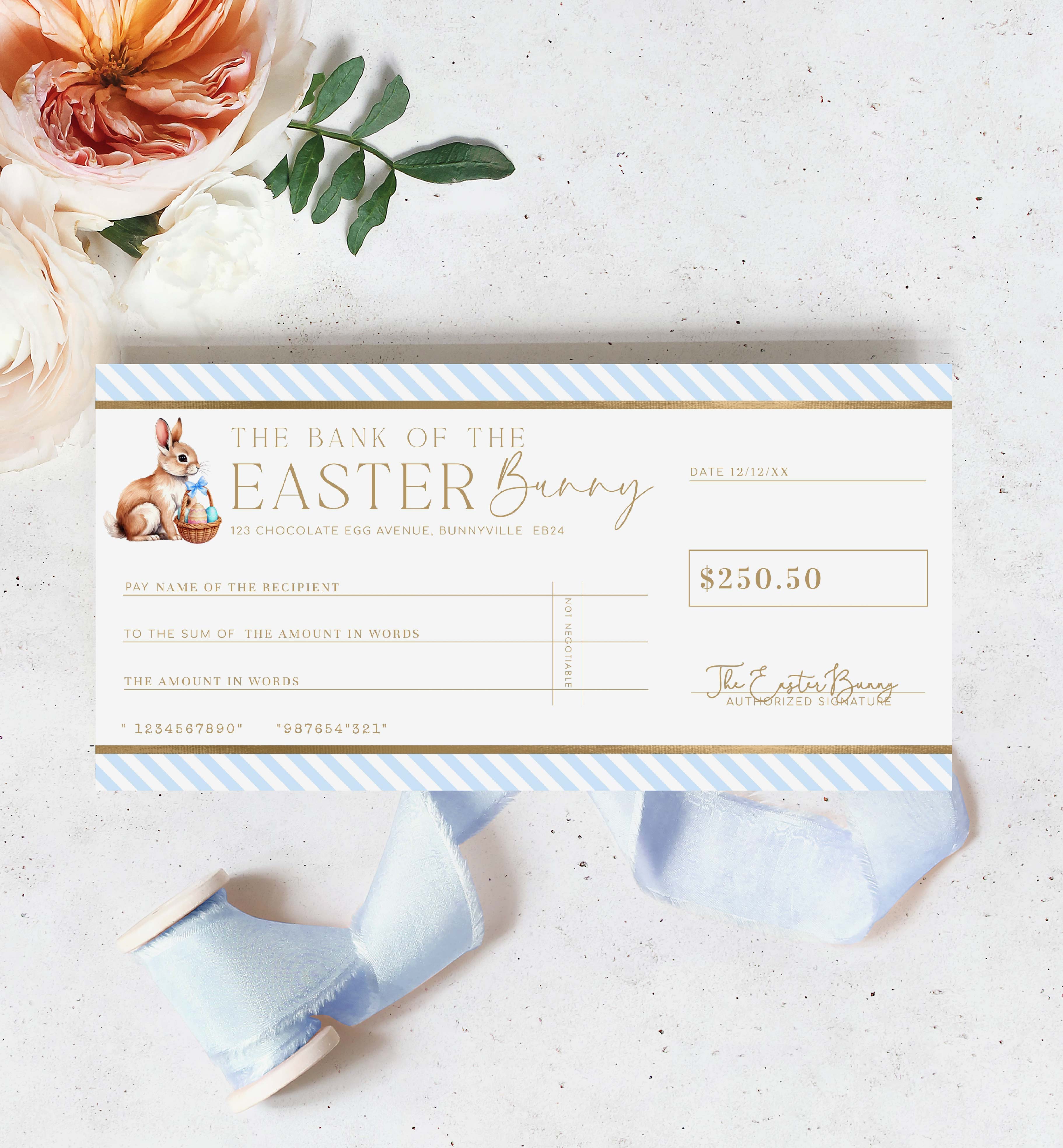 STR-BLU-14-B3483 - STRIPE - BLUE - EASTER CHEQUE CERTIFICATE design preview