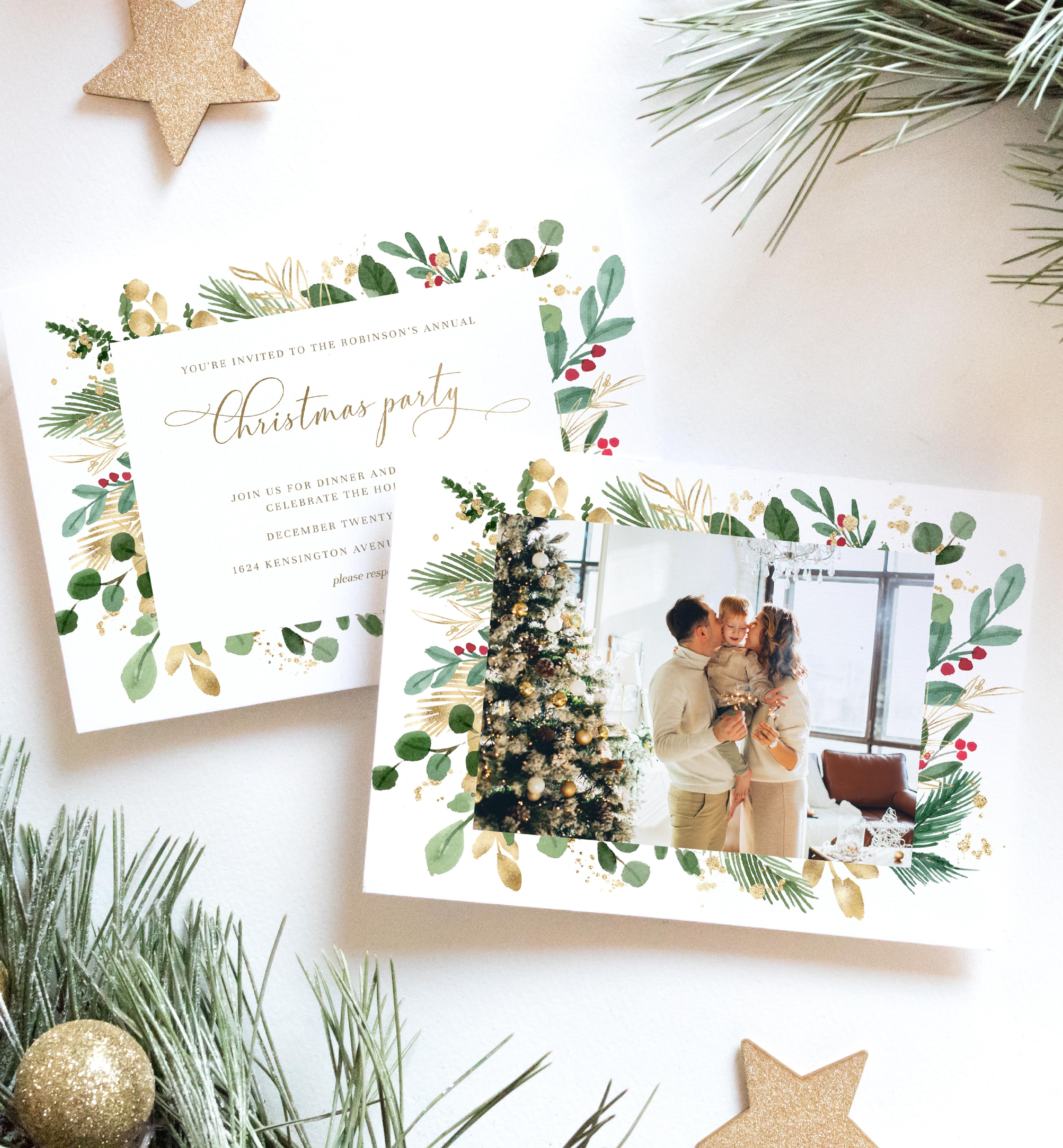 MER-WHT-1-B1264 - MERRIMENT CHRISTMAS - WHITE - CHRISTMAS PARTY INVITATION design preview