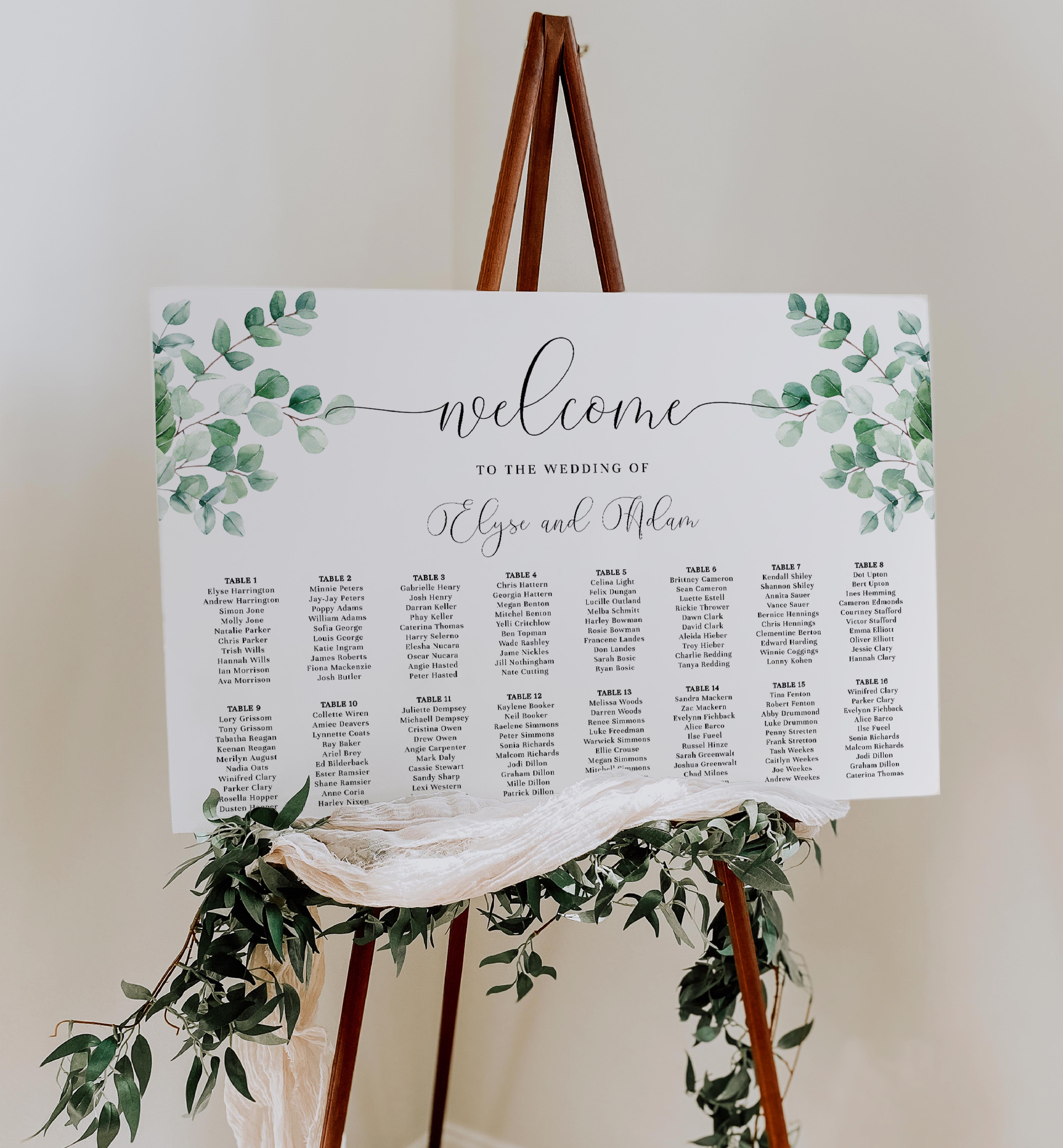 FER-GRE-4-B2387 - FERRAS - GREENERY - SEATING CHART - 16 TABLES design preview