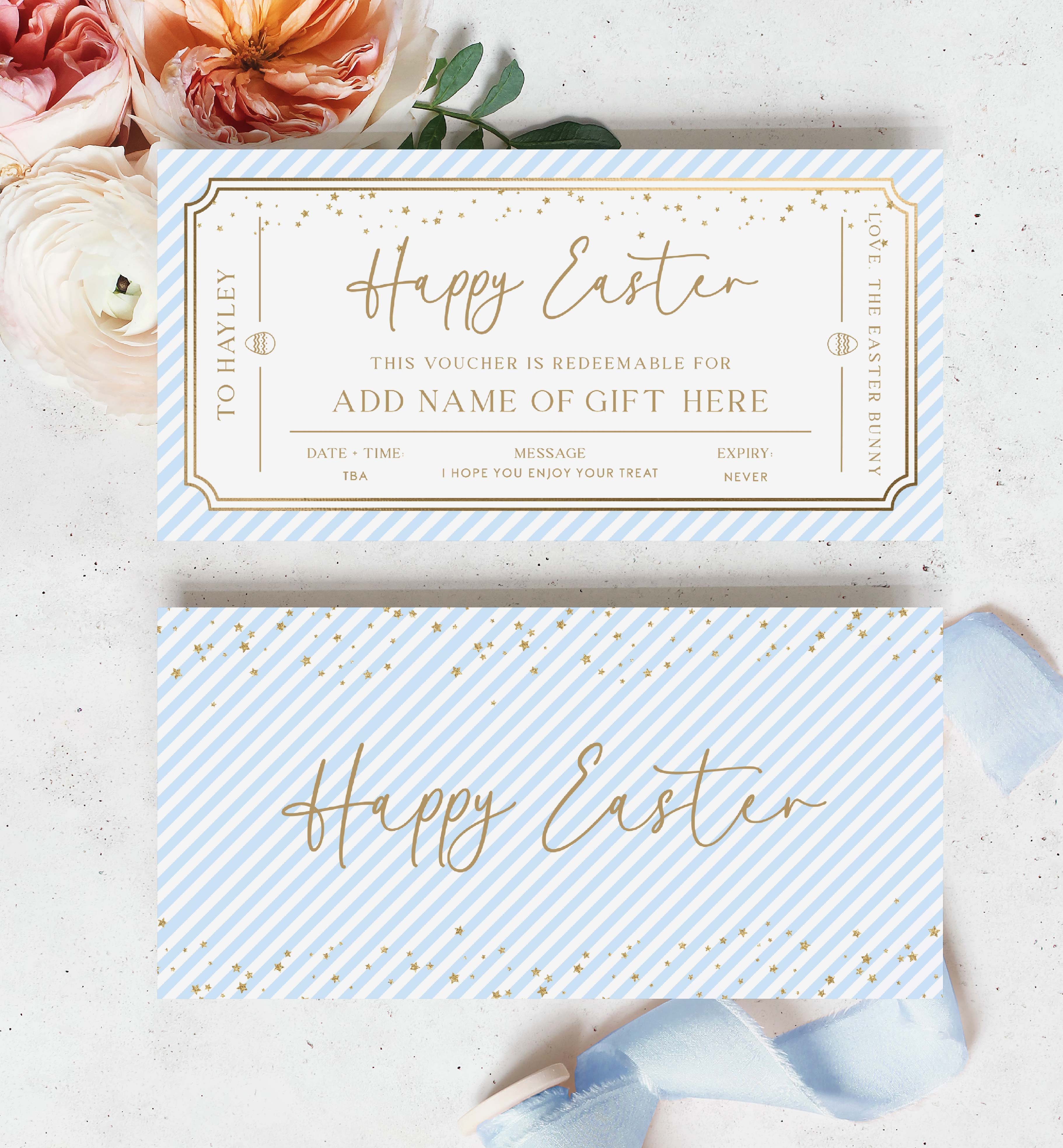 PAN-BLU-14-B3122 - PAINTLY - BLUE GOLD - EASTER GIFT CERTIFICATE design preview
