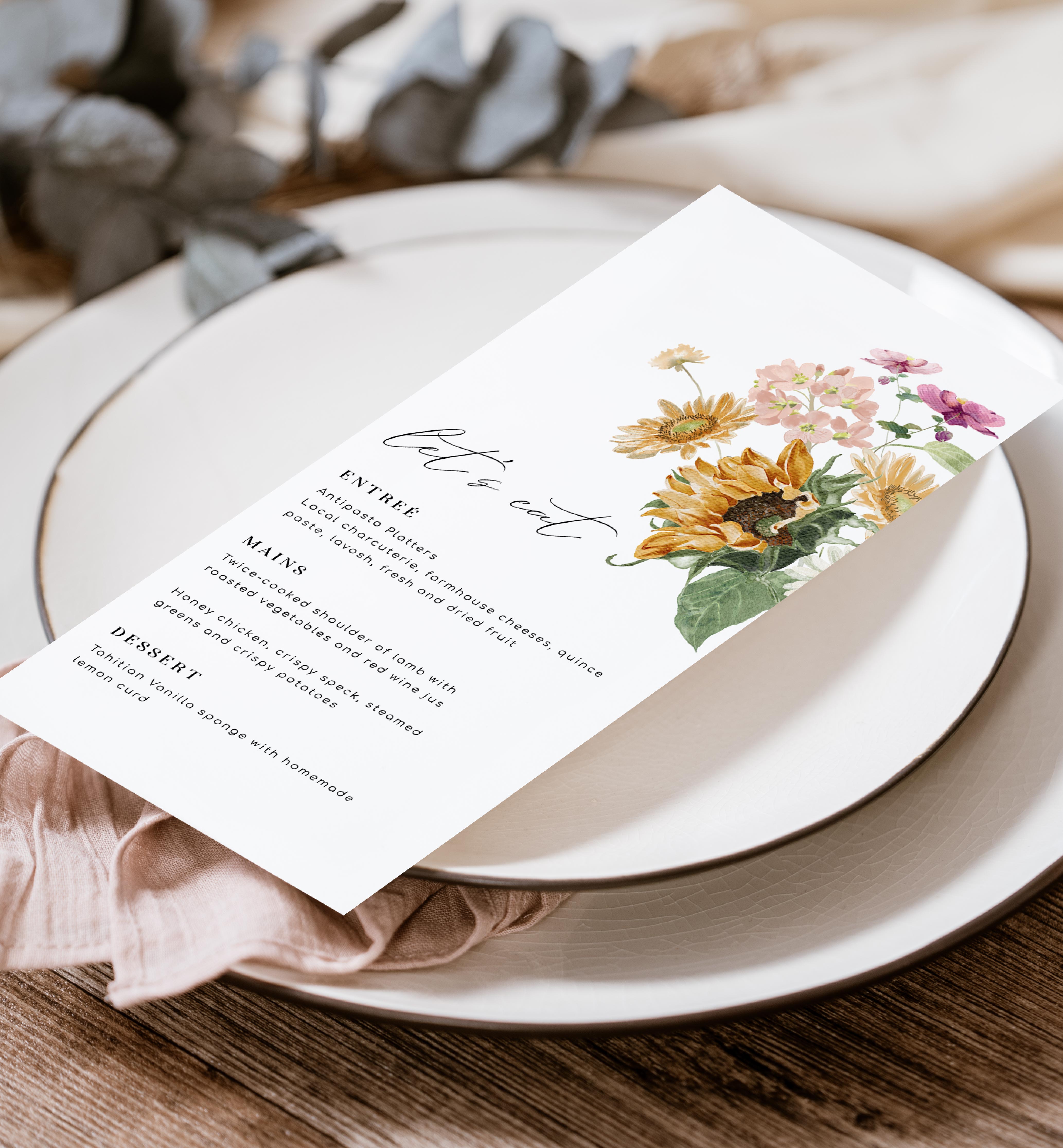 MEW-WHT-12-B2159 - MEWS FLORAL - WHITE - MENU design preview