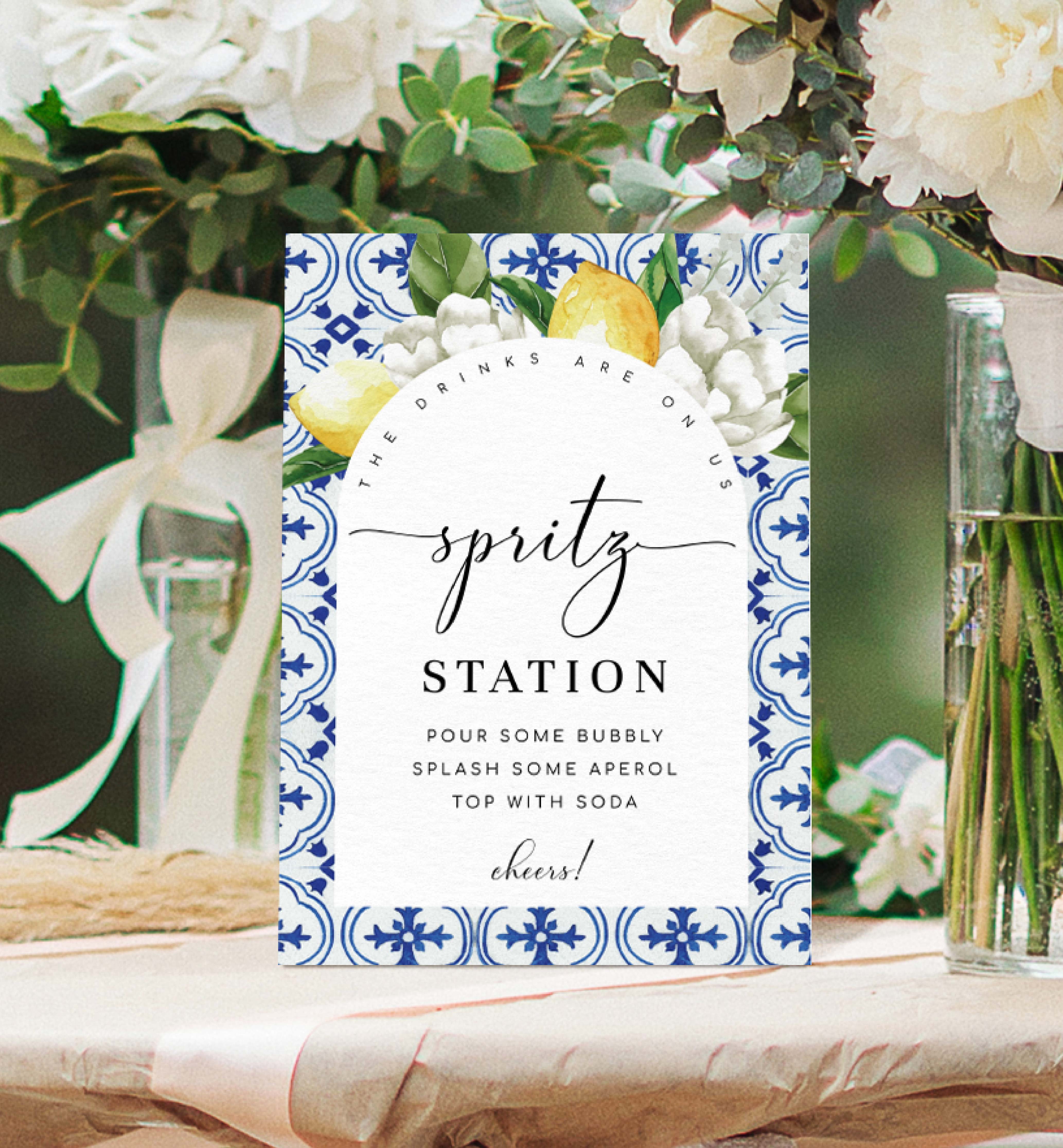 MED-BLU-7-B2670 - THE MED - LEMONS - SPRITZ STATION SIGN design preview